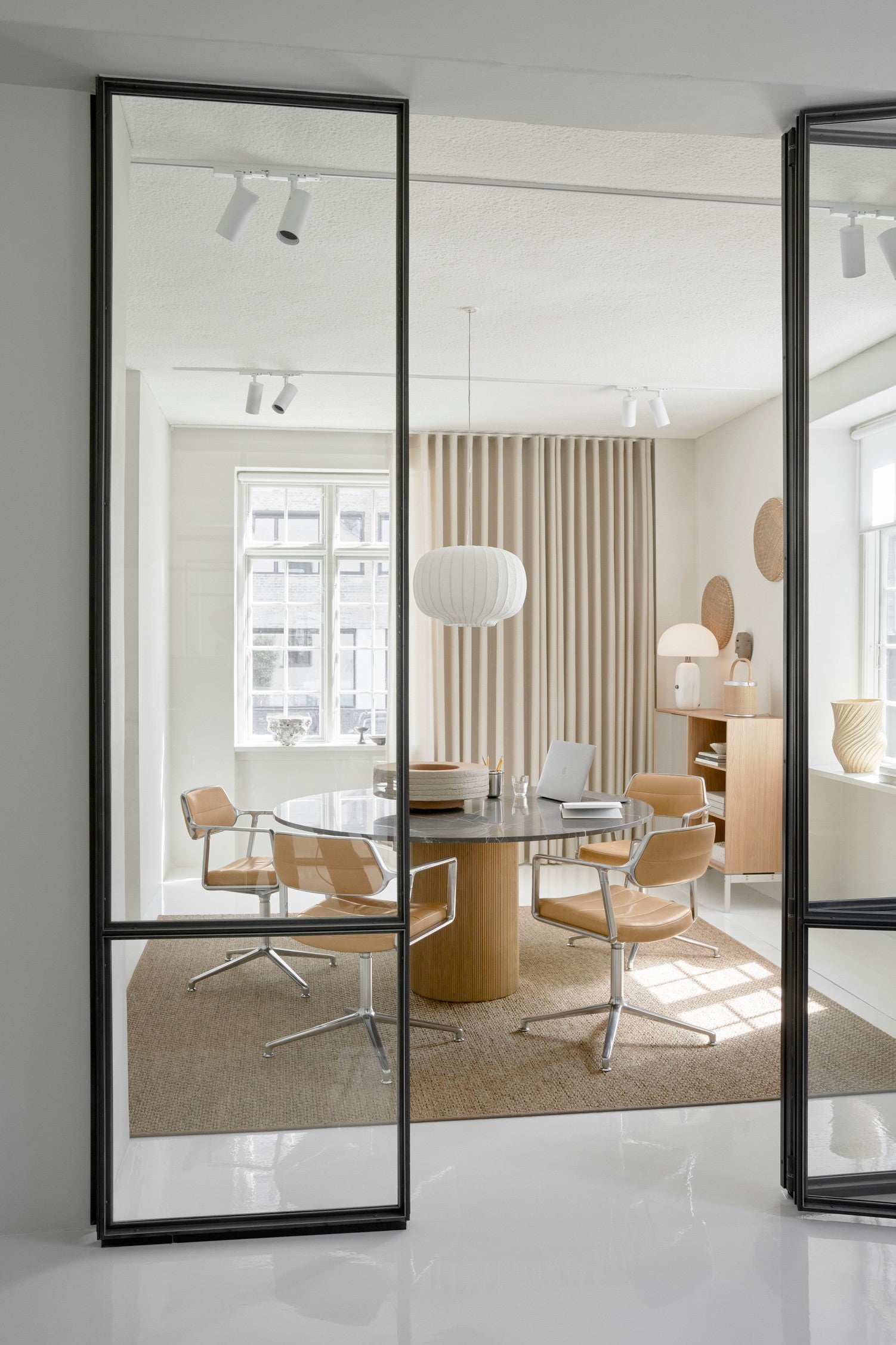 Office Chair 453 Caramel Leather with Metal Base