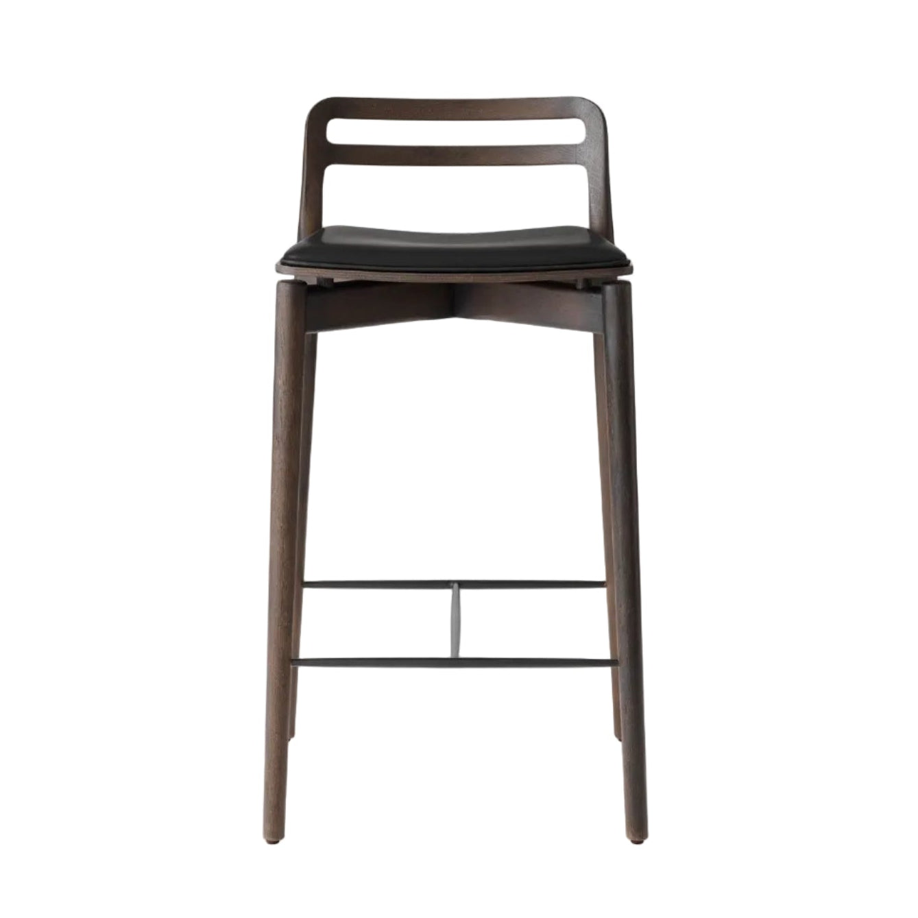 Hoker CABIN černá kůže s tmavě dubovou základnou