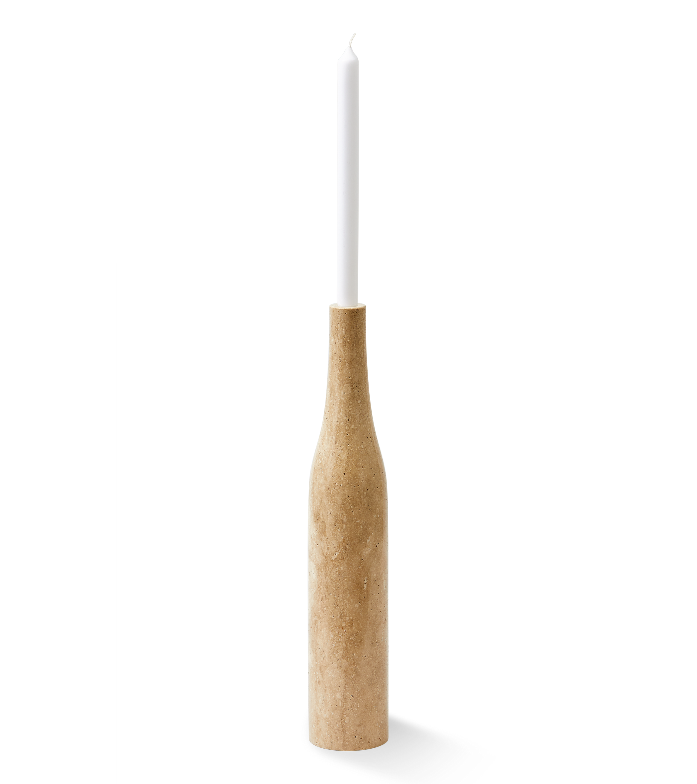 HERITAGE BOTTLE beige travertine candlestick