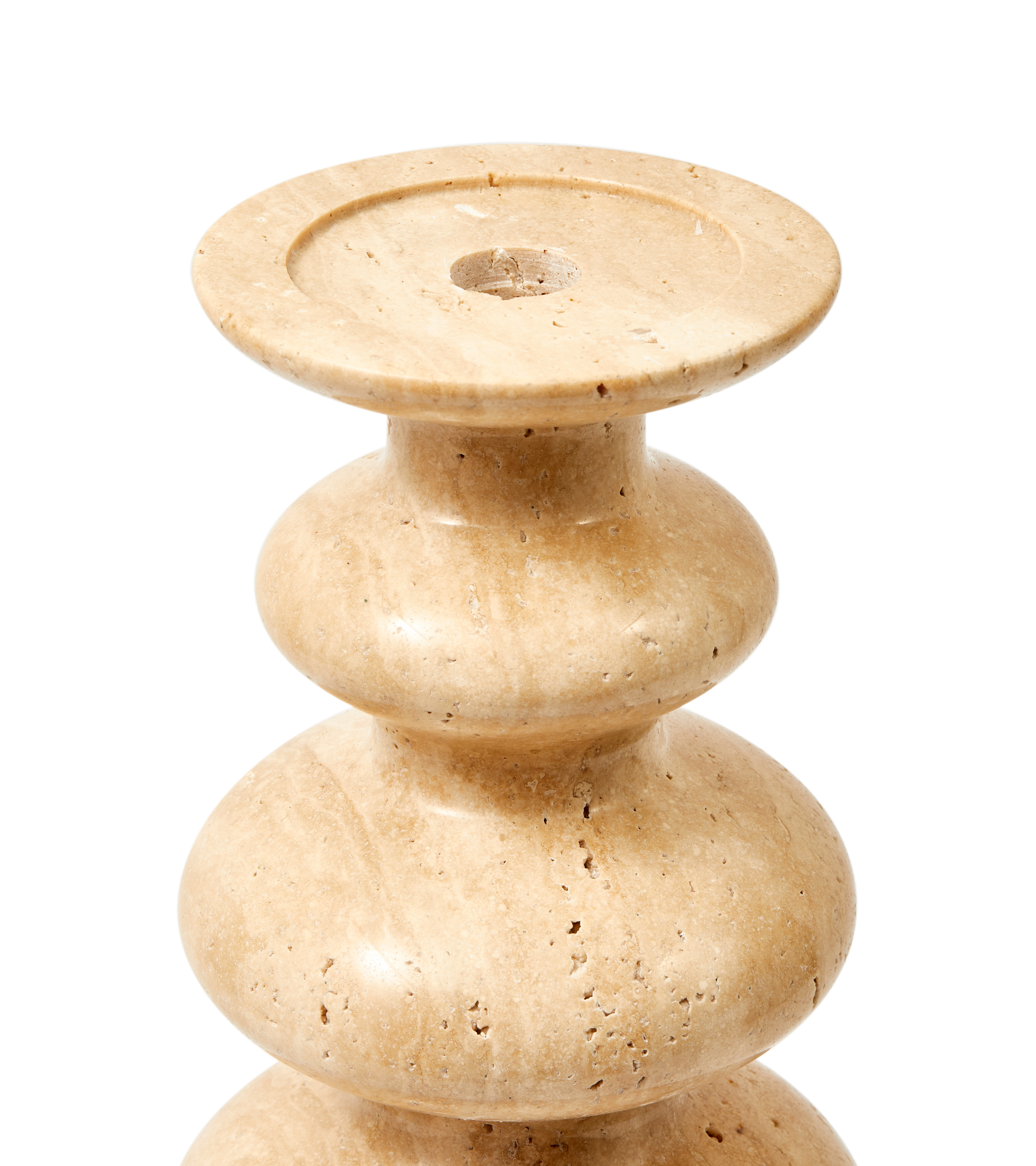 HERITAGE SPHERE beige travertine candlestick