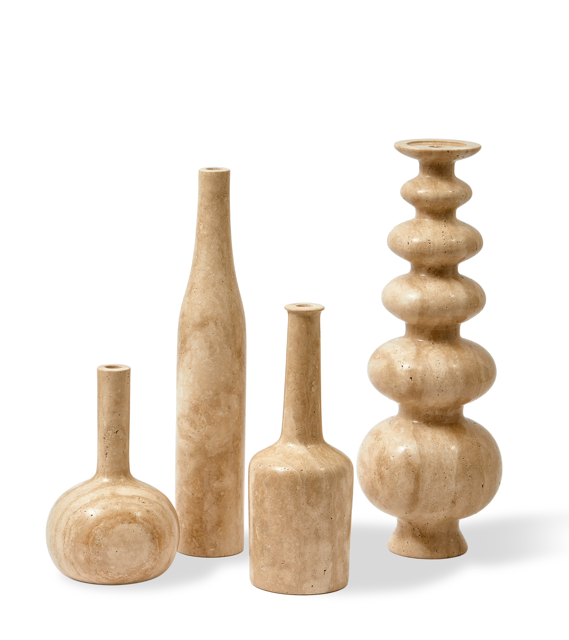 HERITAGE SPHERE beige travertine candlestick