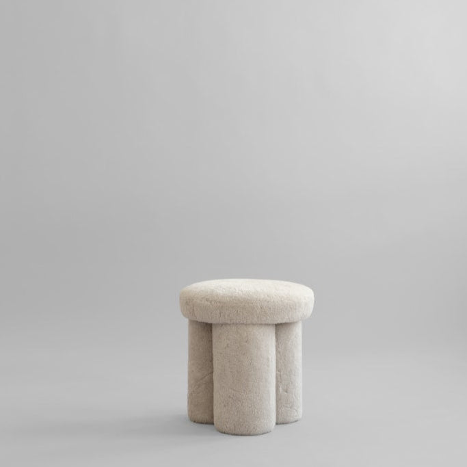 BIG FOOT stool in Sheepskin fabric, sand color