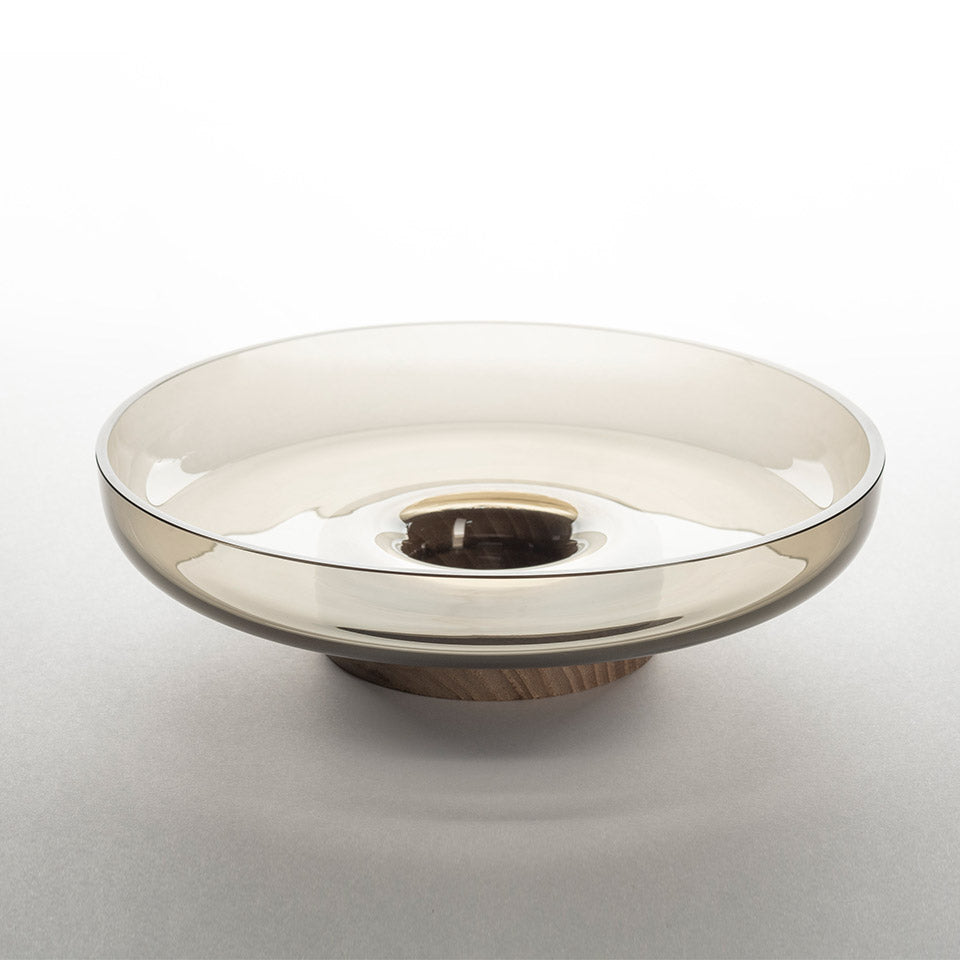 Taca BONTA szary z drewnianą podstawą