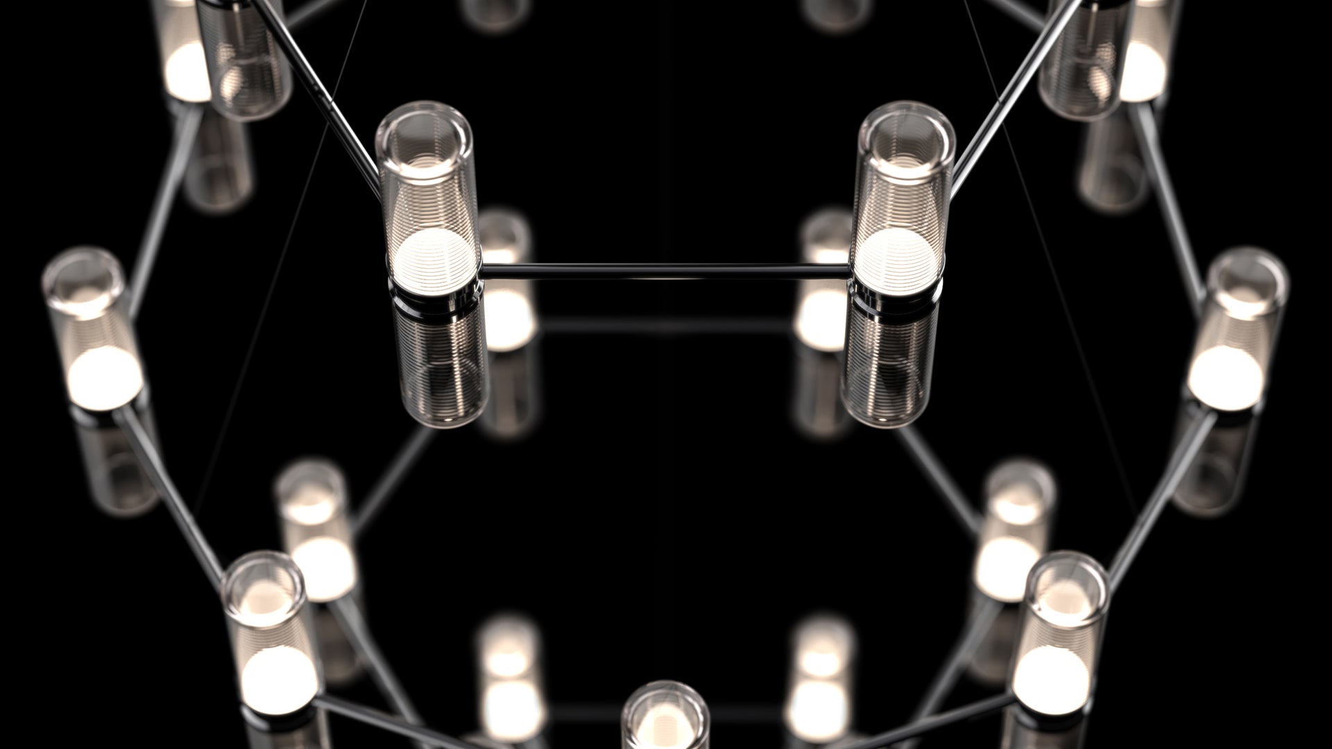 Lustr ZEPHYR průhledný s černým povrchem