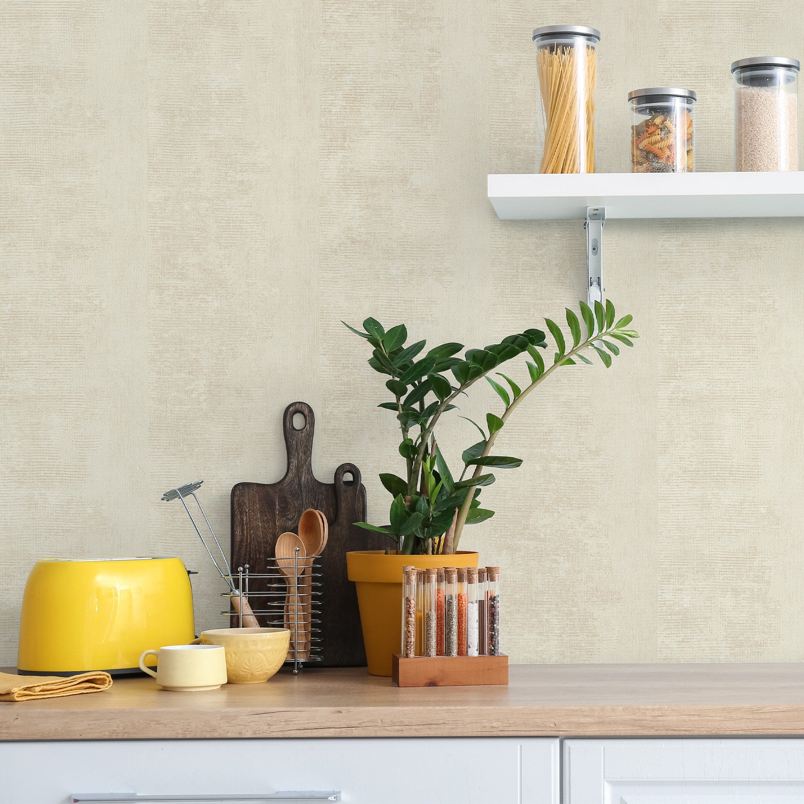 Tapeta se strukturou a efektem patiny ZUMAIA - IVOIRE slonová kost