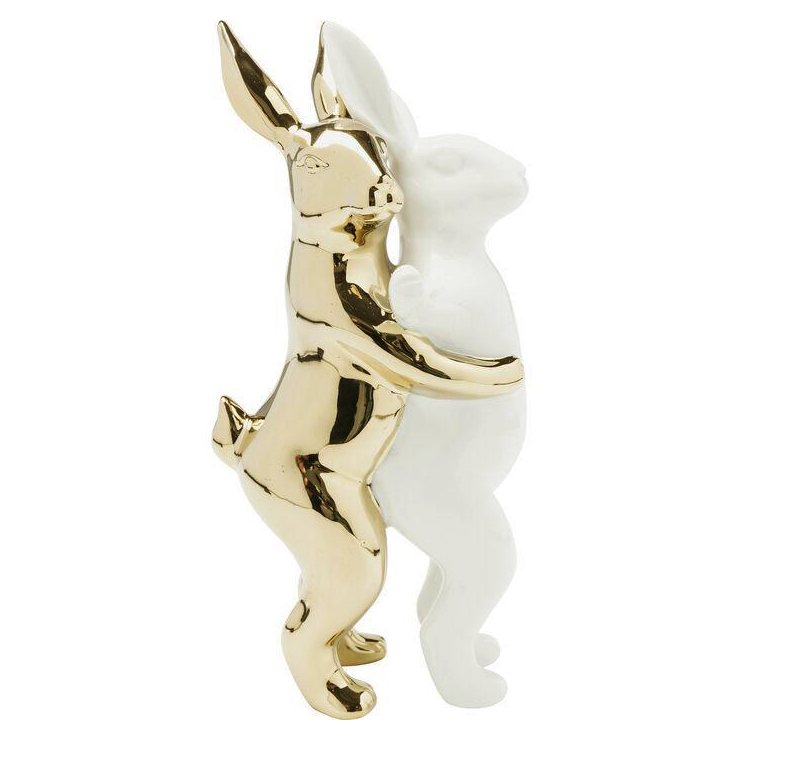Figurka w kształcie królików w kolorze białym i złotym Kare Design    Eye on Design