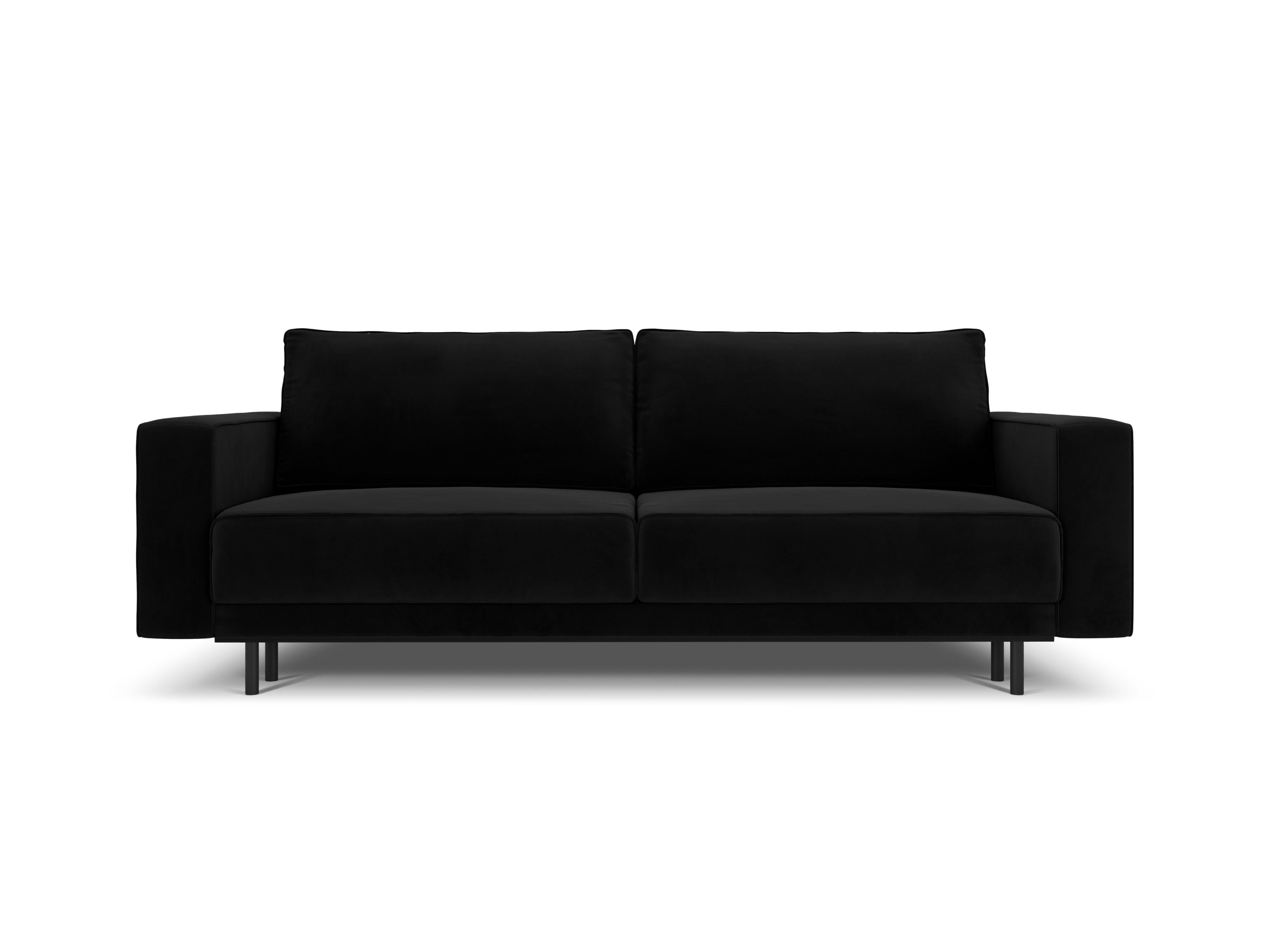 Sofa aksamitna z funkcją spania CARO czarny Micadoni    Eye on Design