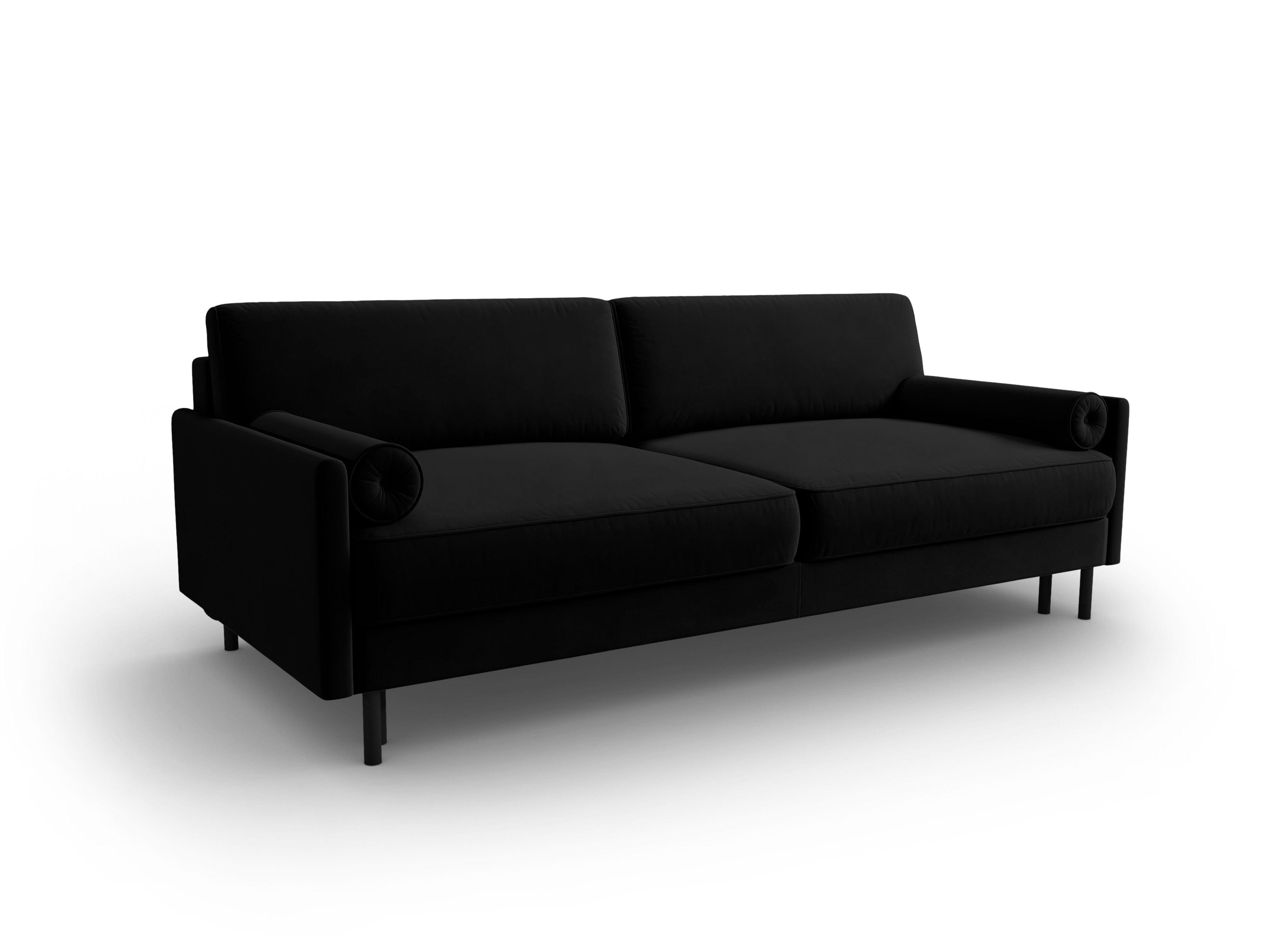 Sofa aksamitna z funkcją spania SCOTT czarny Micadoni    Eye on Design