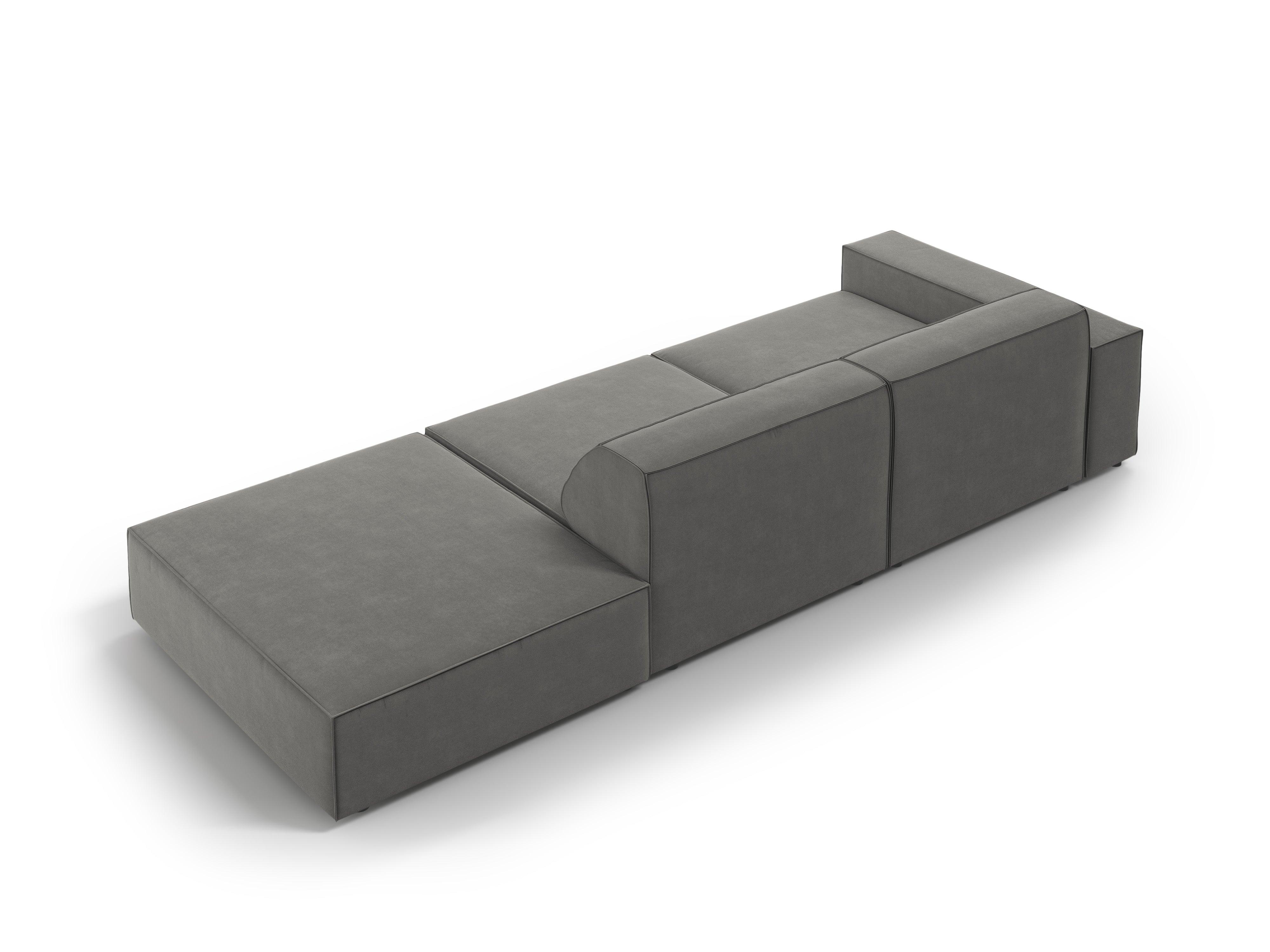 Sofa aksamitna prawostronna 3-osobowa JODIE jasnoszary Micadoni    Eye on Design