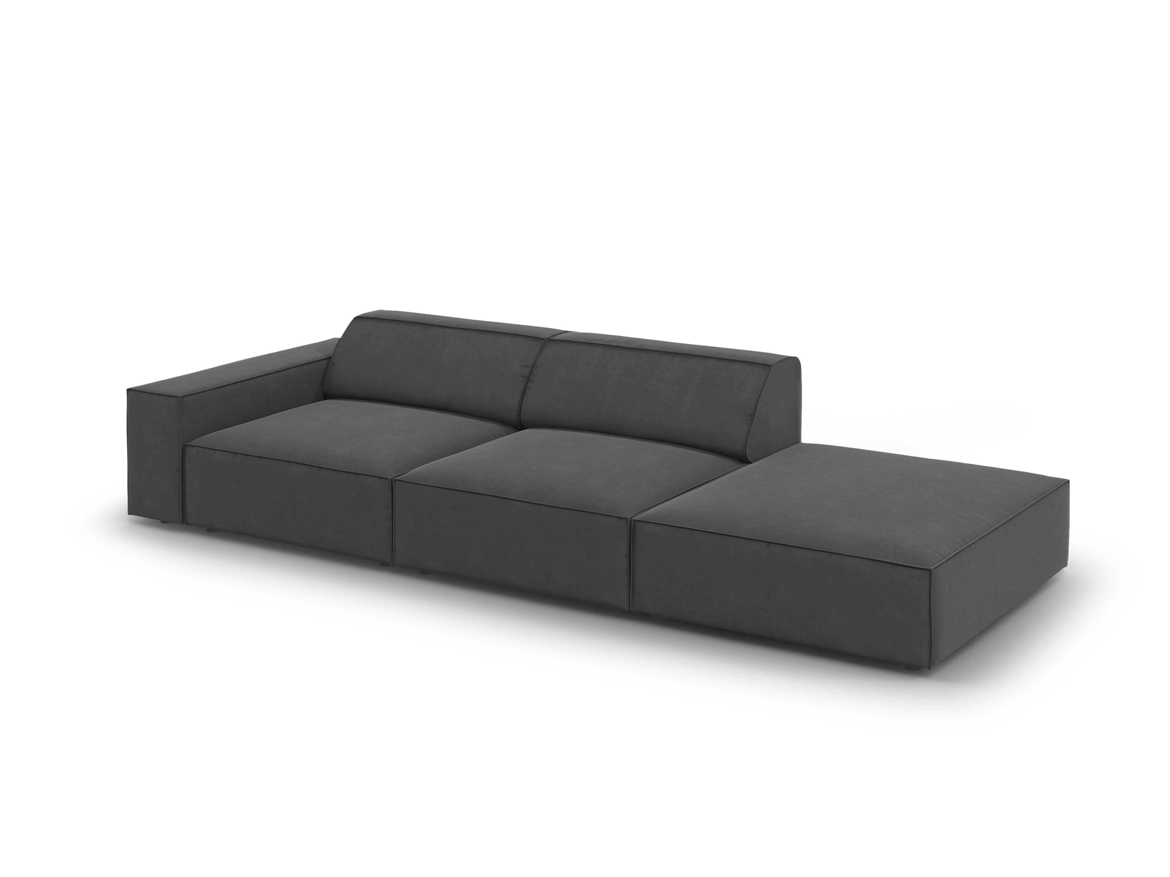 Sofa aksamitna prawostronna 3-osobowa JODIE ciemnoszary Micadoni    Eye on Design