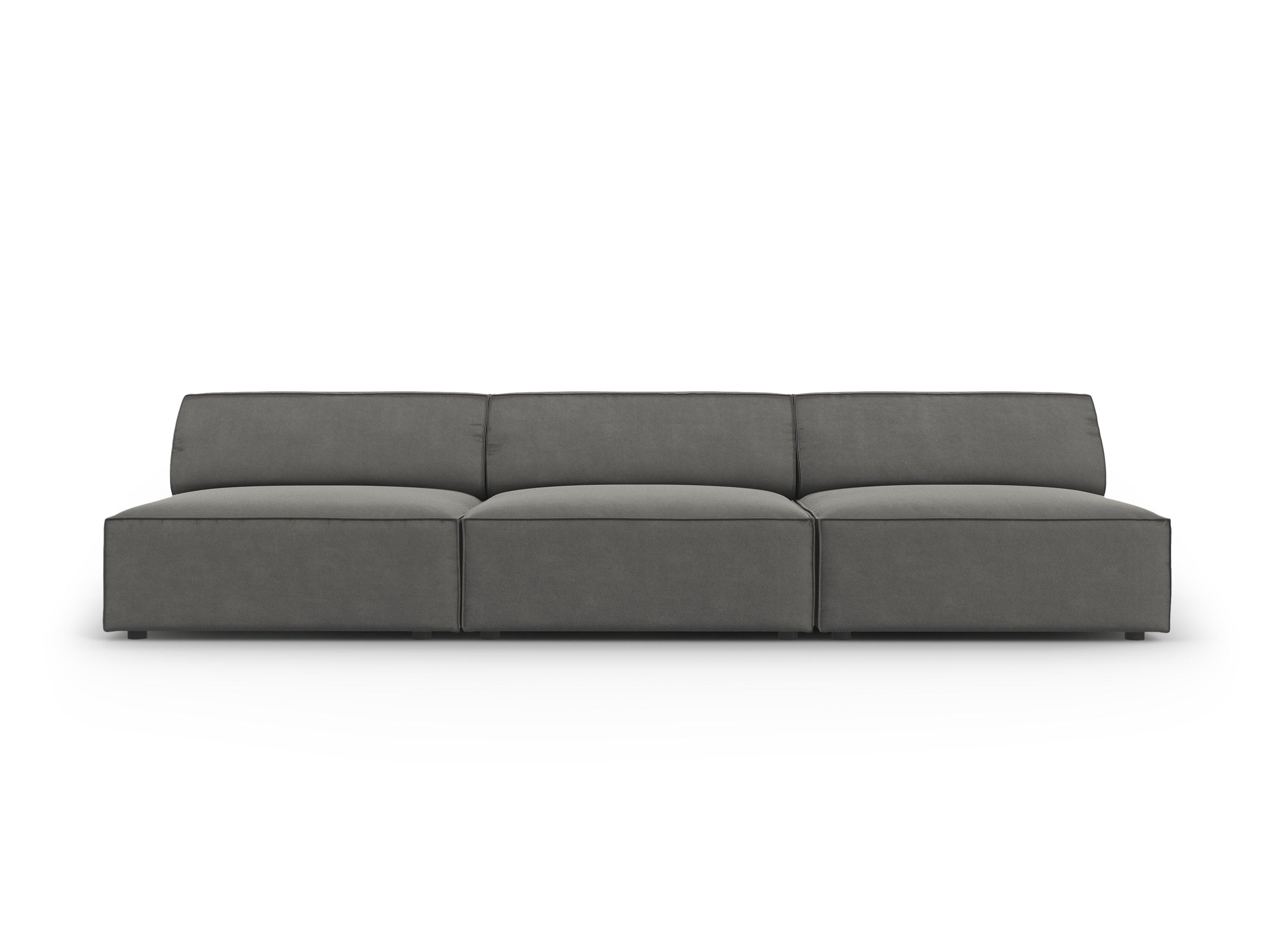 Sofa aksamitna 3-osobowa otwarta JODIE jasnoszary Micadoni    Eye on Design