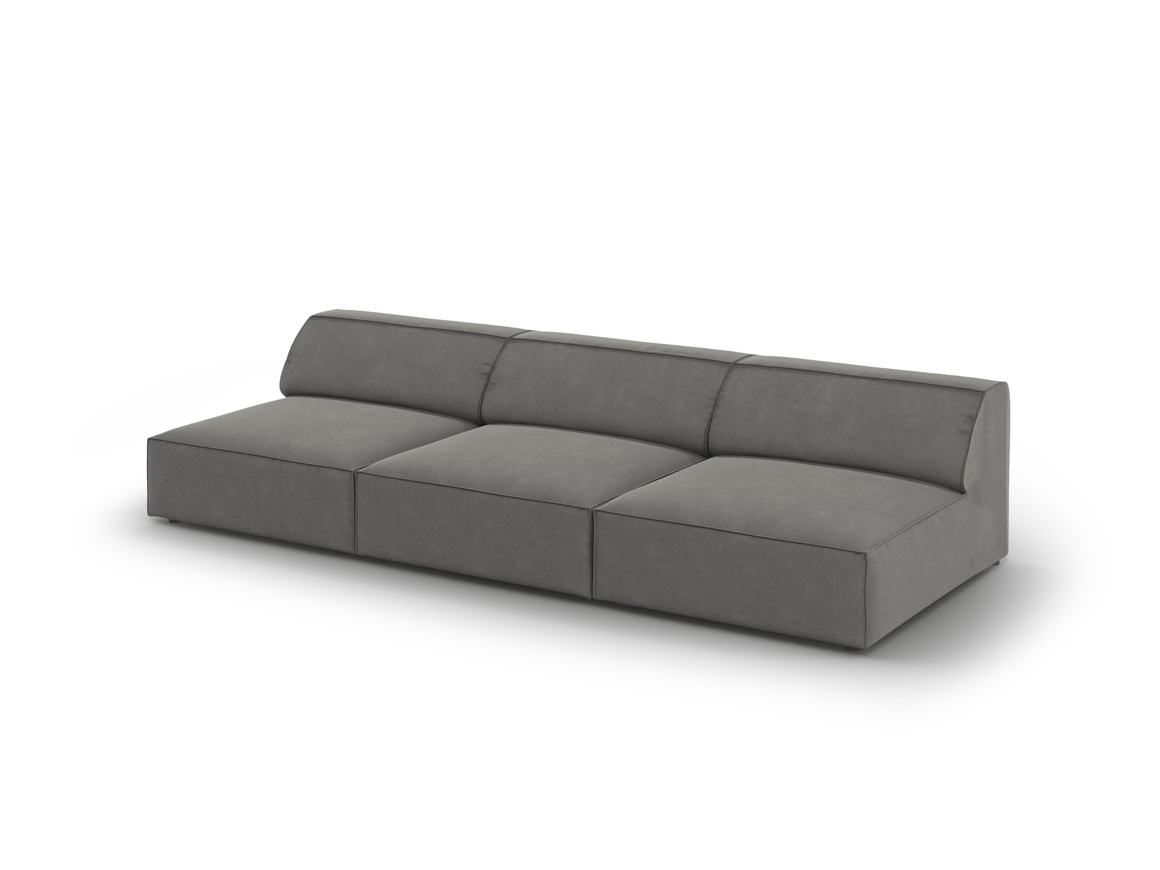 Sofa aksamitna 3-osobowa otwarta JODIE jasnoszary Micadoni    Eye on Design