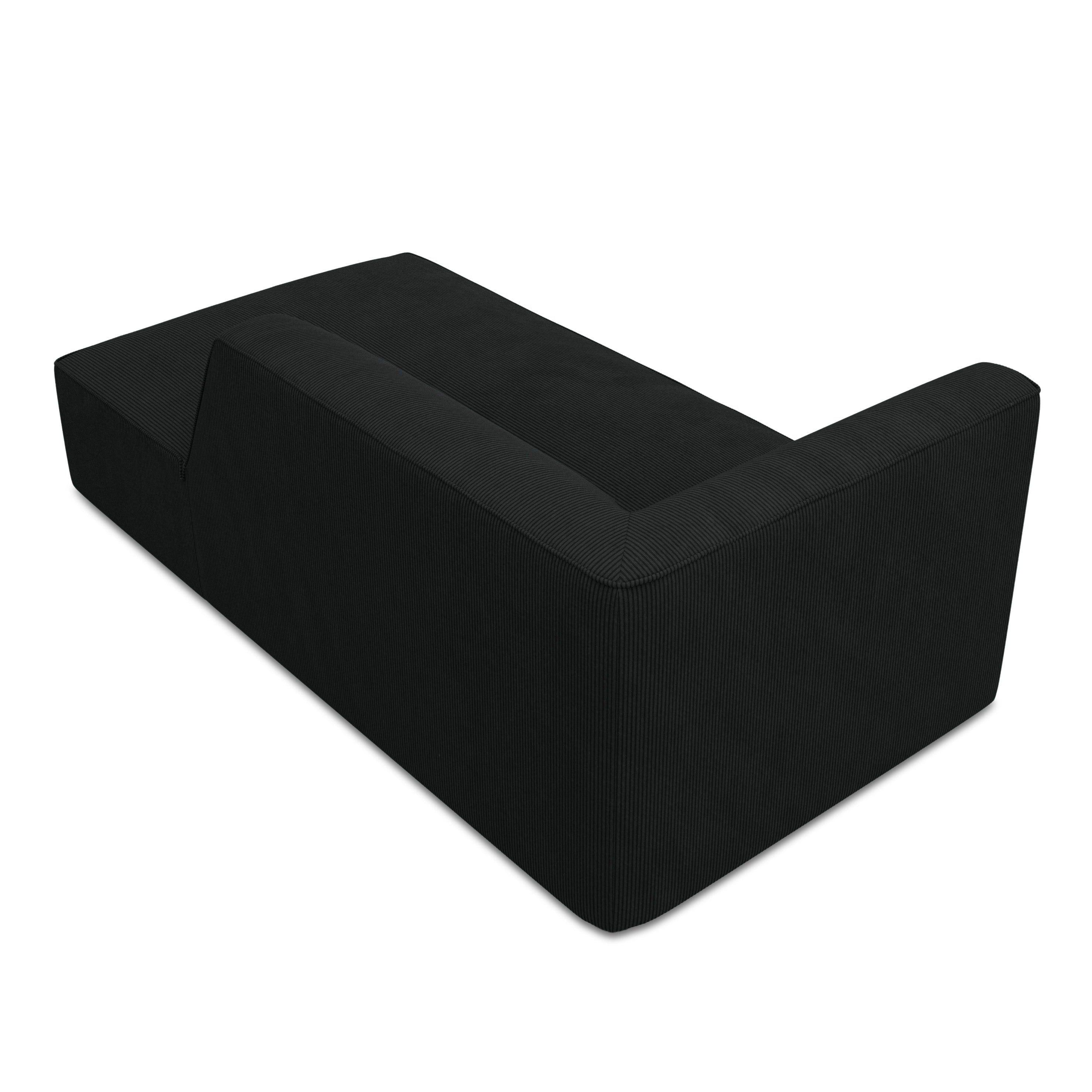 Szezlong sztruksowy prawostronny RUBY czarny Micadoni    Eye on Design