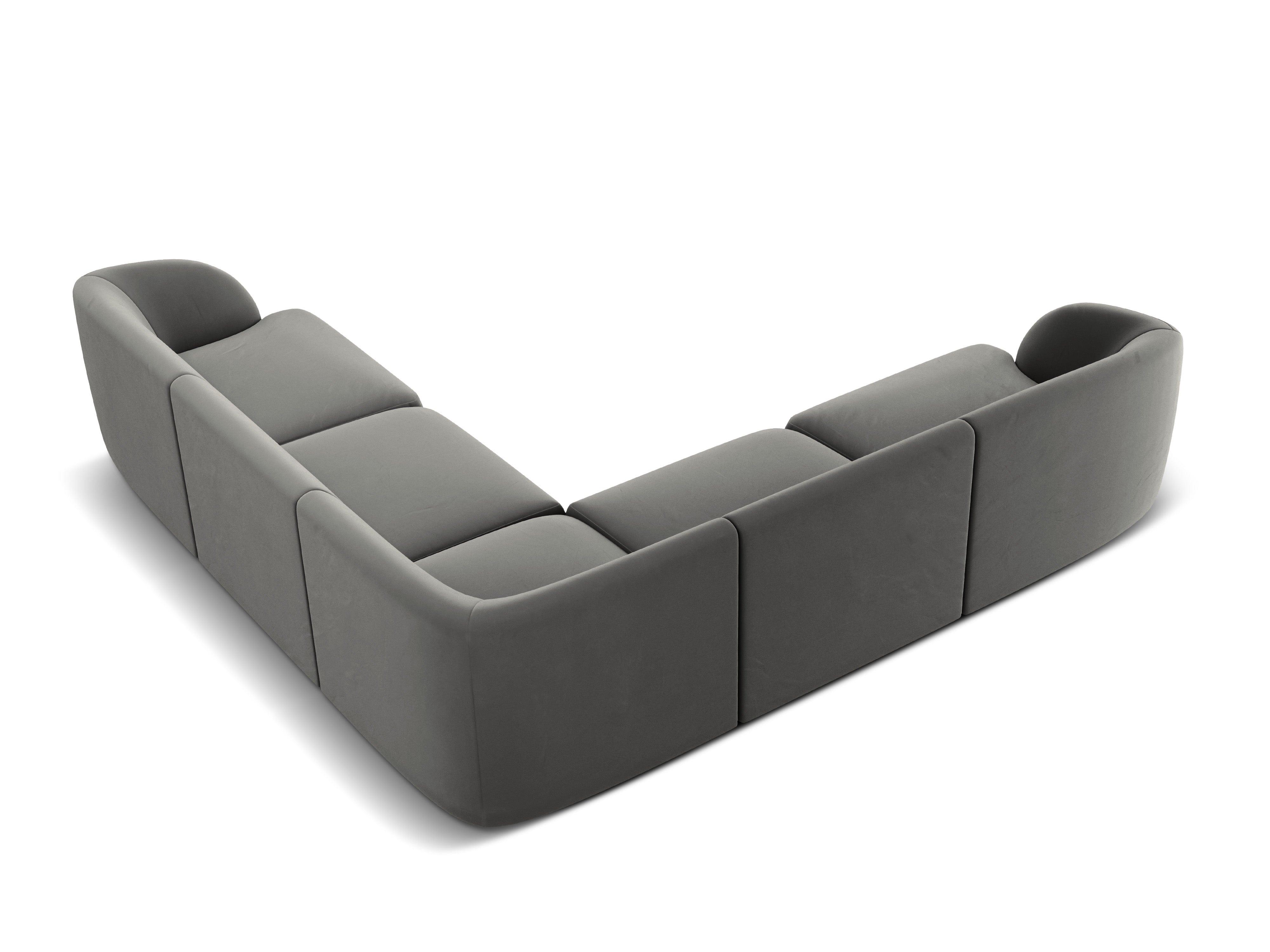 Narożnik aksamitny 5-osobowy MILEY jasnoszary Micadoni    Eye on Design