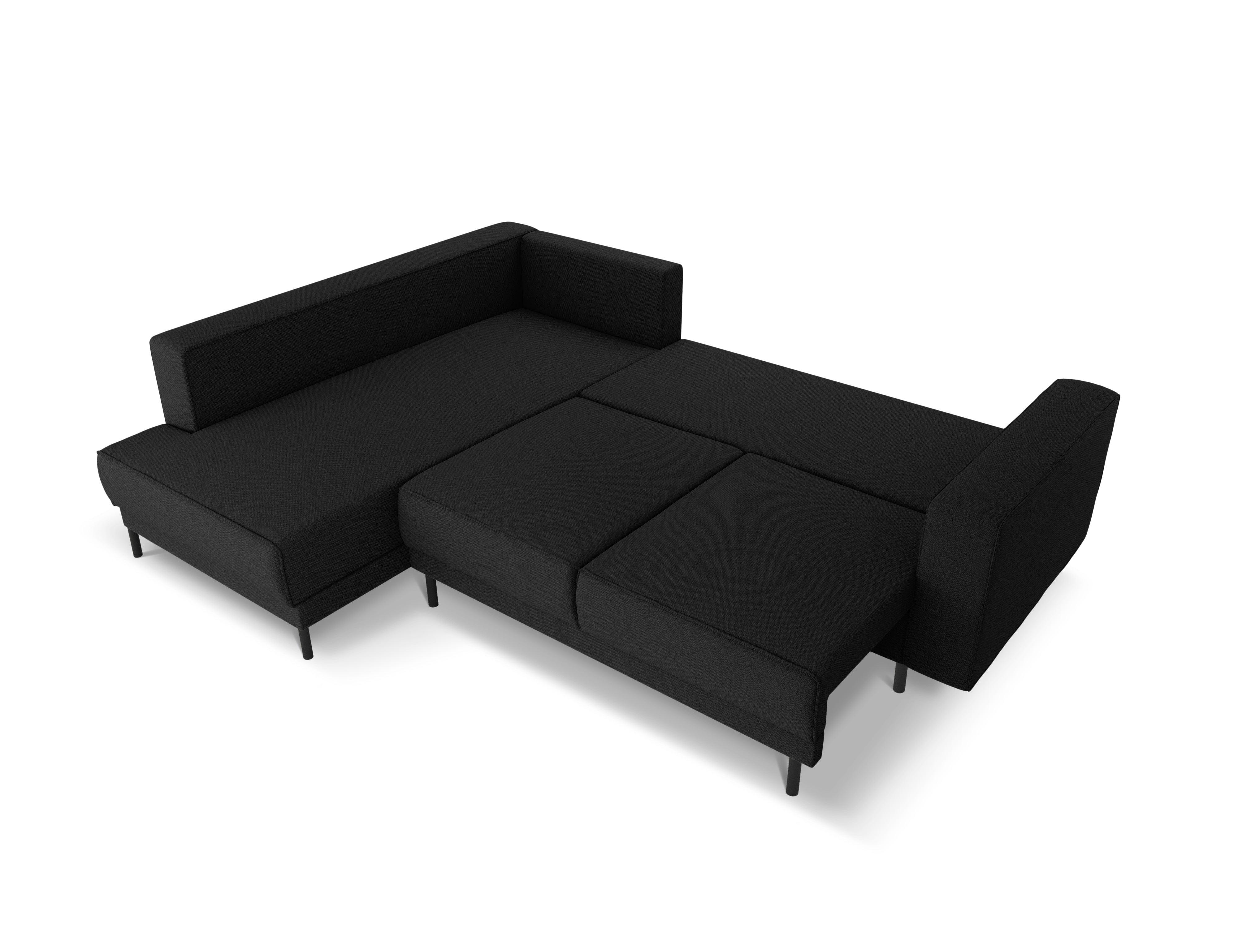 Narożnik lewostronny z funkcją spania CARO czarny Micadoni    Eye on Design