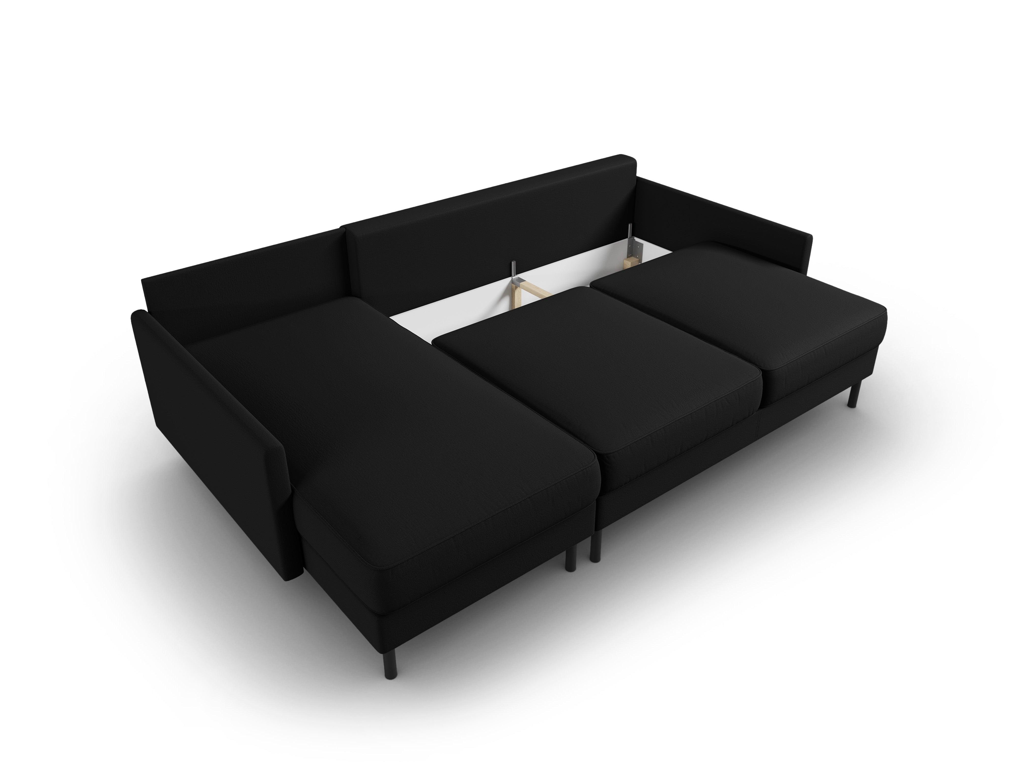 Narożnik lewostronny z funkcją spania SCOTT czarny Micadoni    Eye on Design