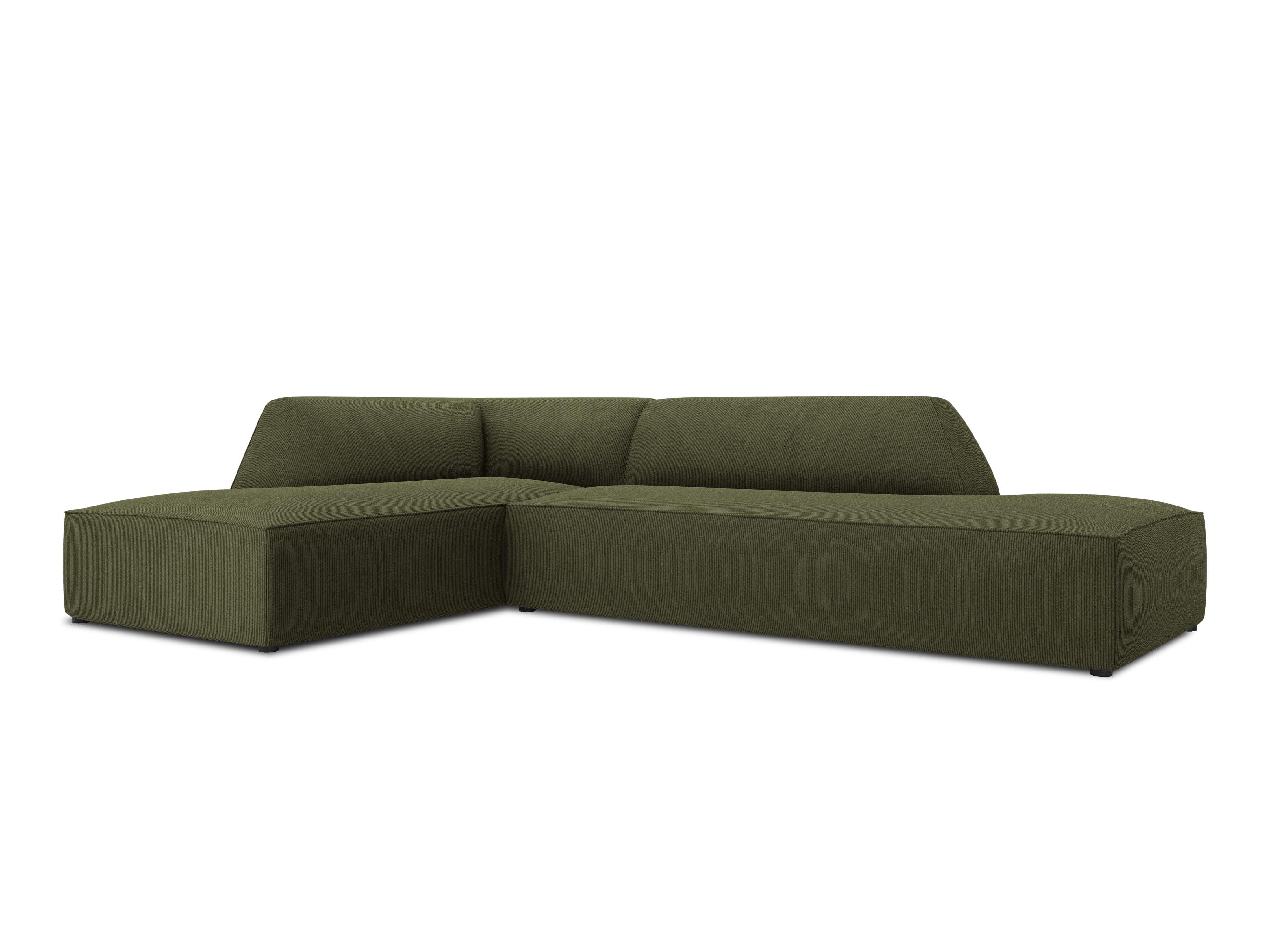 Sofa narożna sztruksowa lewostronna RUBY zielony Micadoni    Eye on Design