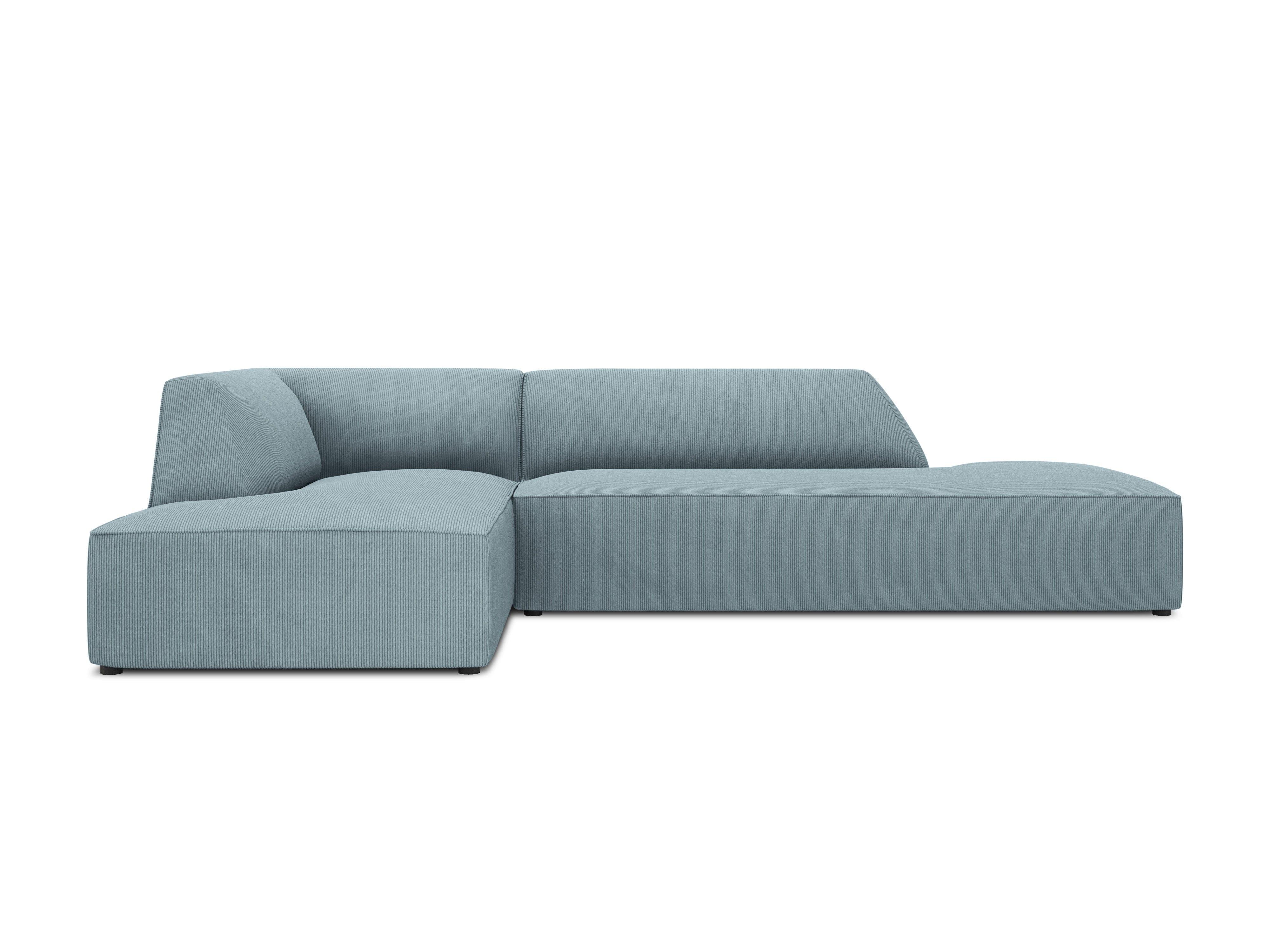 Sofa narożna sztruksowa lewostronna RUBY jasnoniebieski Micadoni    Eye on Design