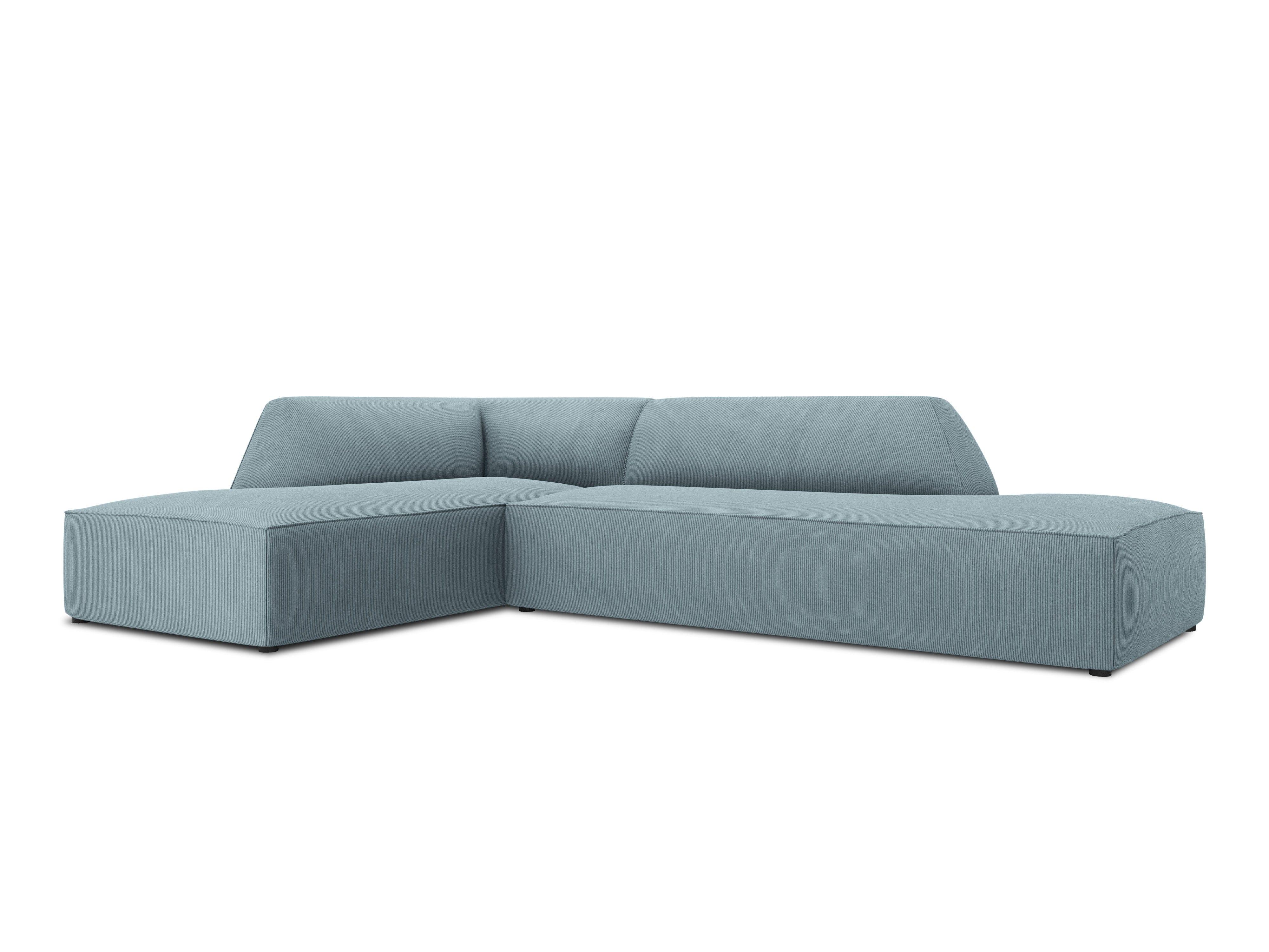 Sofa narożna sztruksowa lewostronna RUBY jasnoniebieski Micadoni    Eye on Design