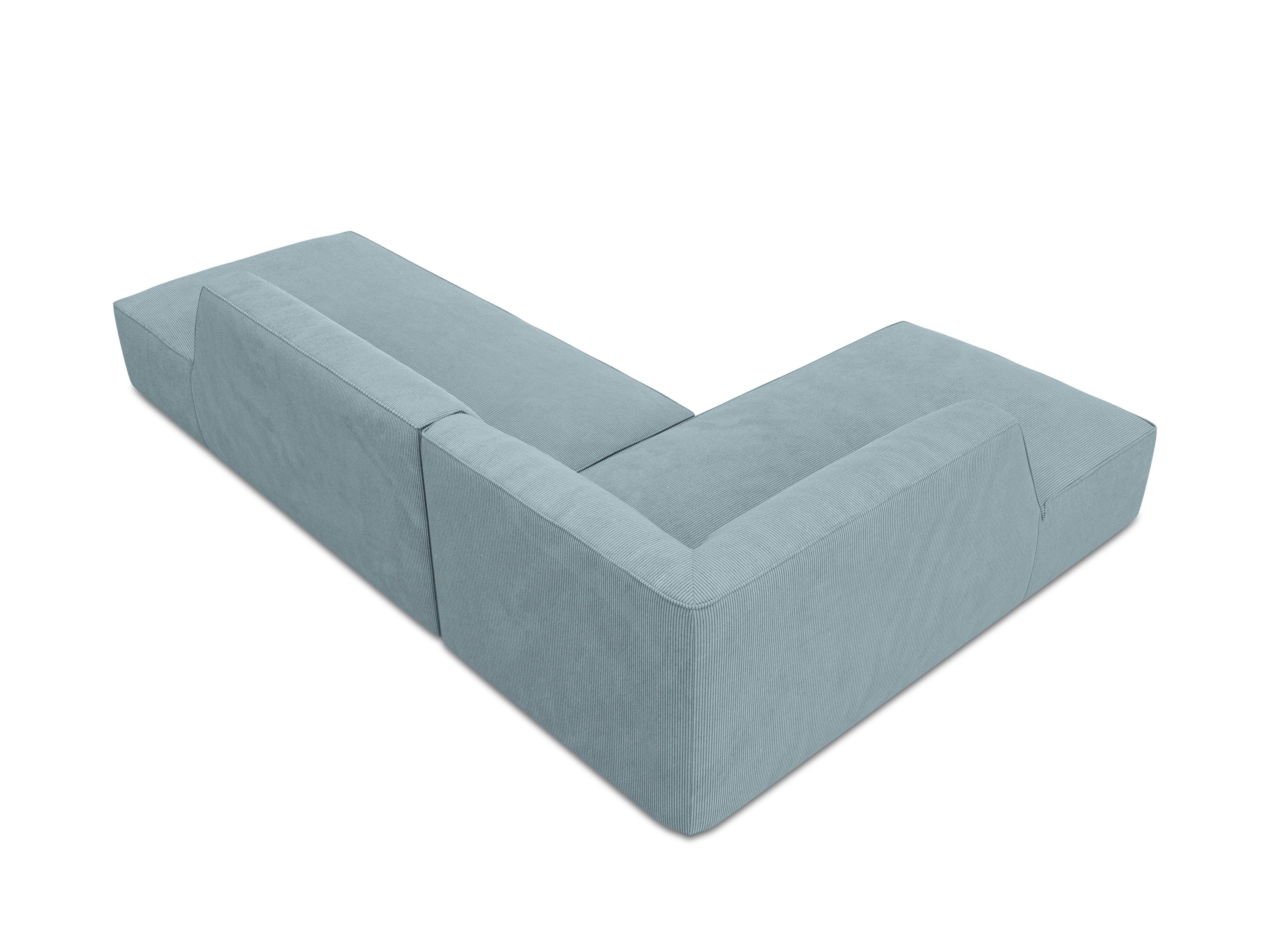 Sofa narożna sztruksowa lewostronna RUBY jasnoniebieski Micadoni    Eye on Design