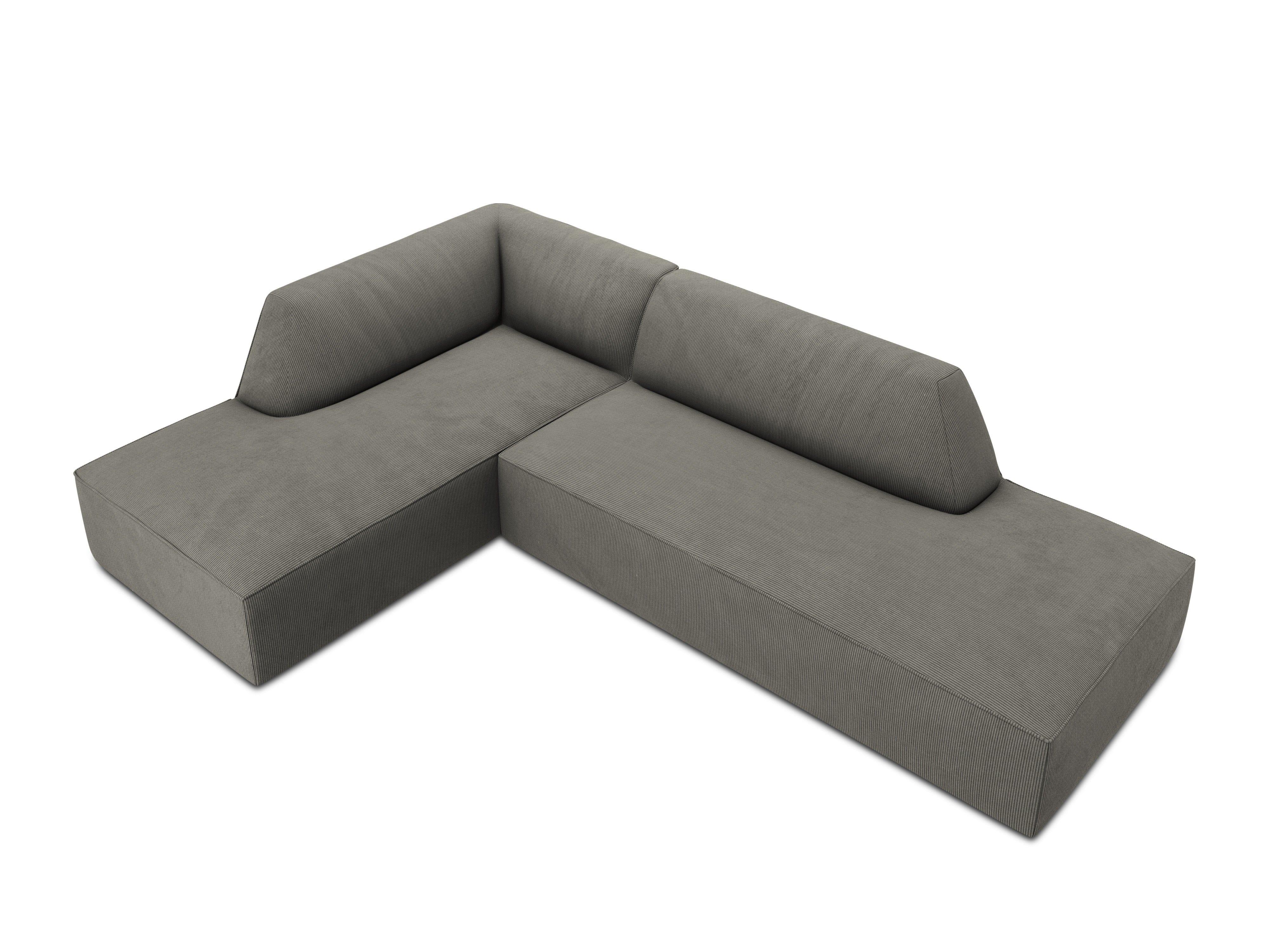 Sofa narożna sztruksowa lewostronna RUBY jasnoszary Micadoni    Eye on Design