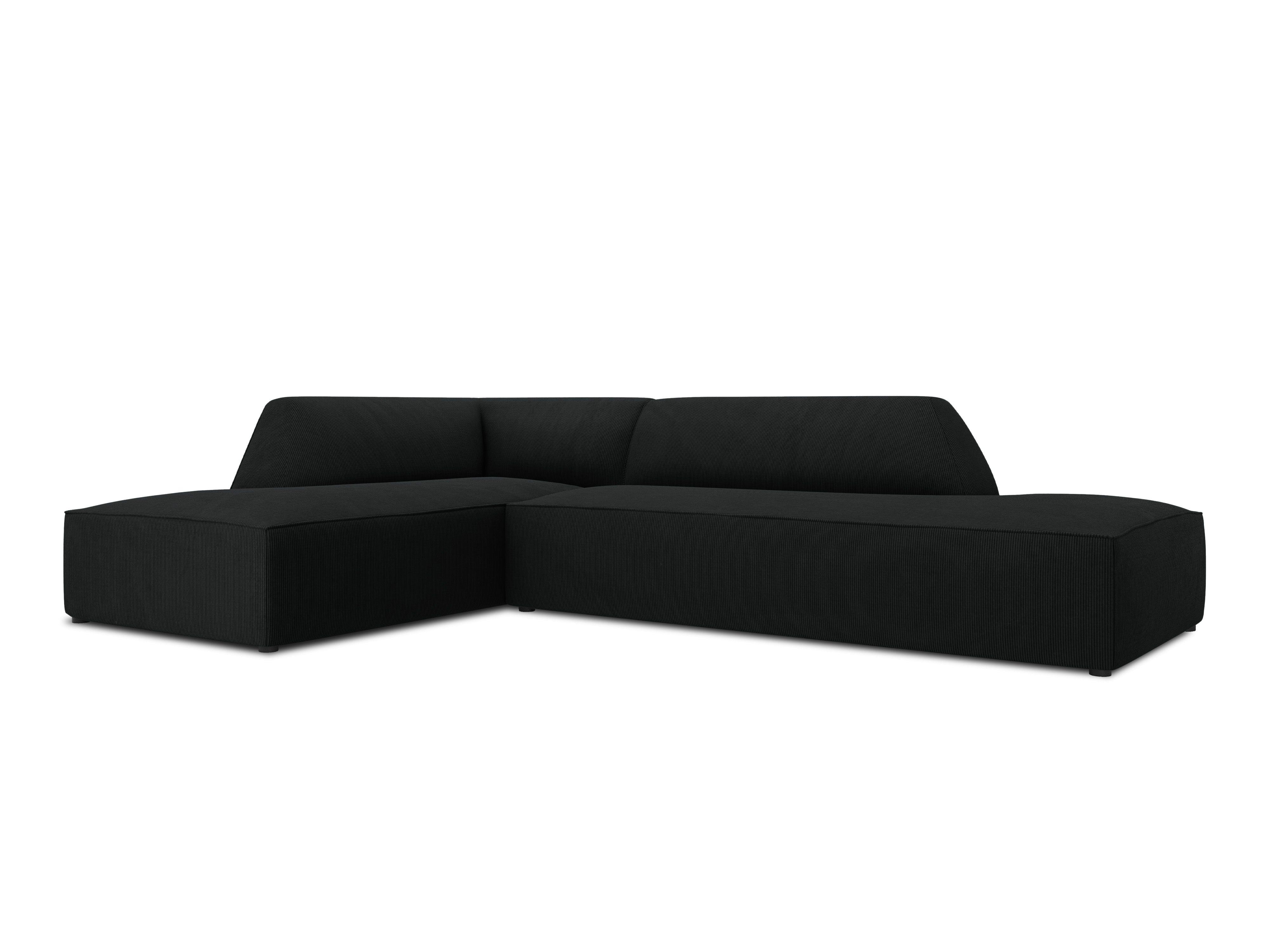 Sofa narożna sztruksowa lewostronna RUBY czarny Micadoni    Eye on Design