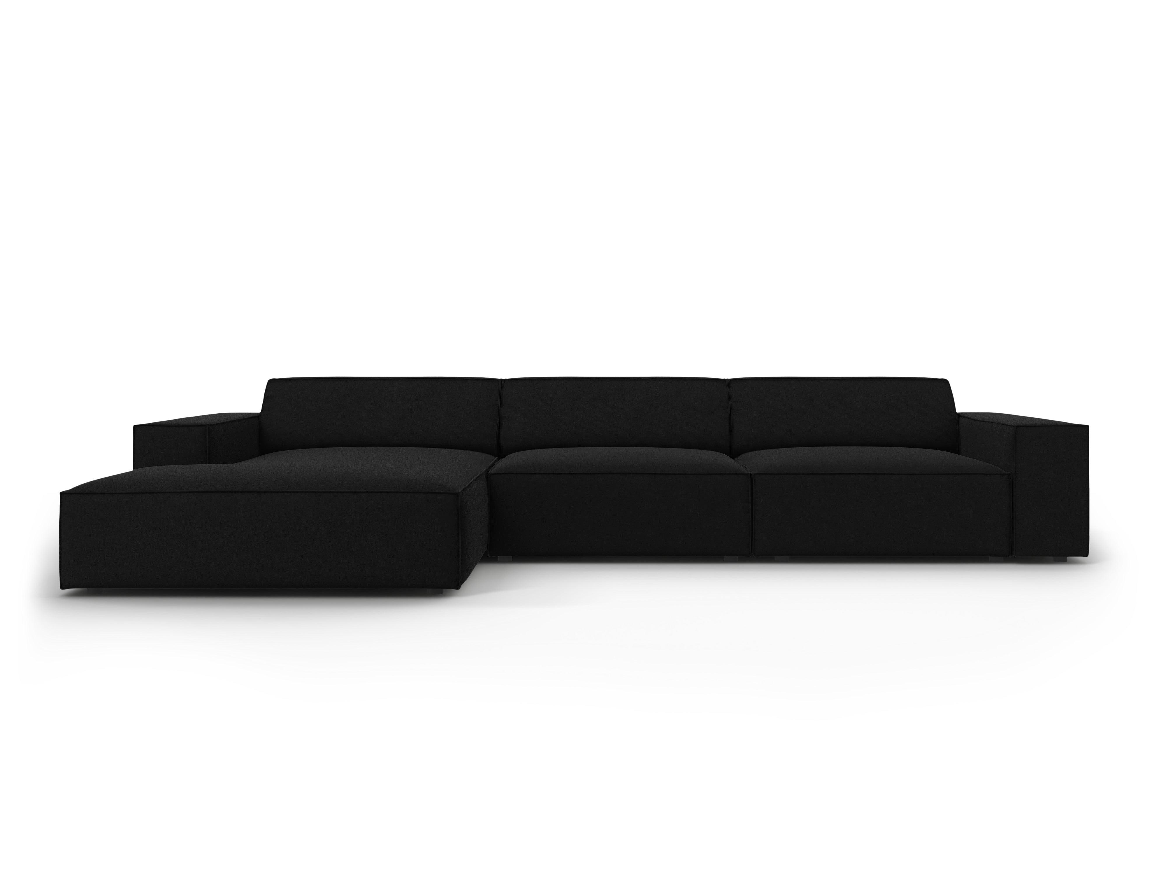 Narożnik aksamitny lewostronny 4-osobowy JODIE czarny Micadoni    Eye on Design
