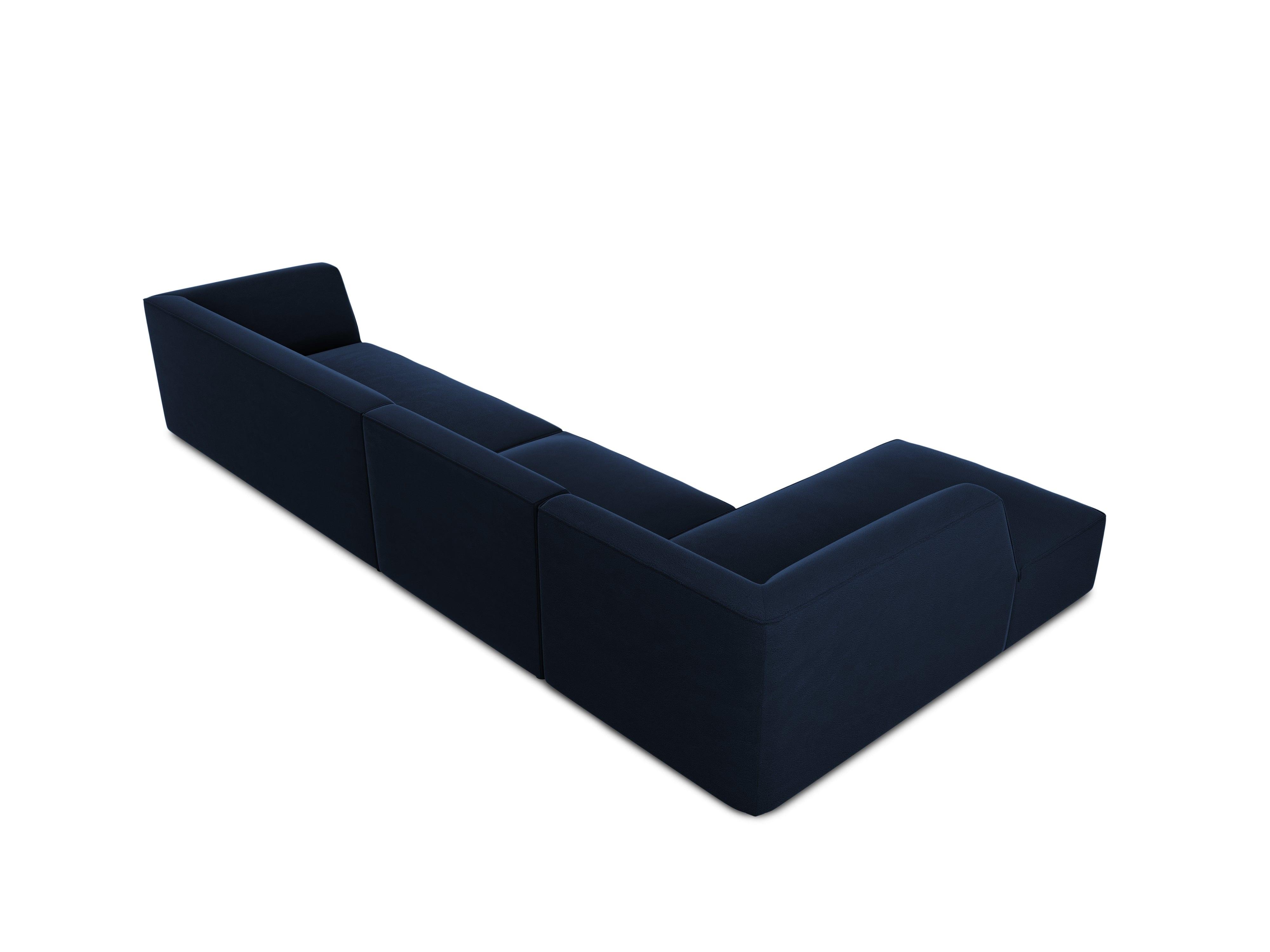 Narożnik aksamitny 5-osobowy lewostronny RUBY granat królewski Micadoni    Eye on Design