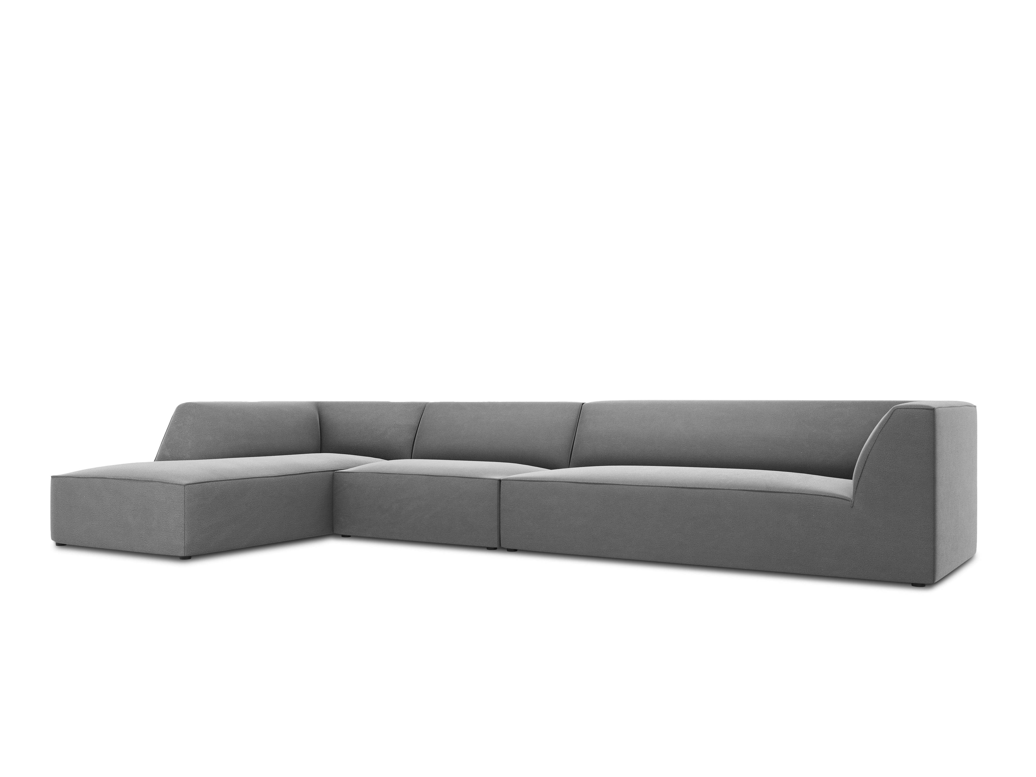 Narożnik aksamitny 5-osobowy lewostronny RUBY jasnoszary Micadoni    Eye on Design