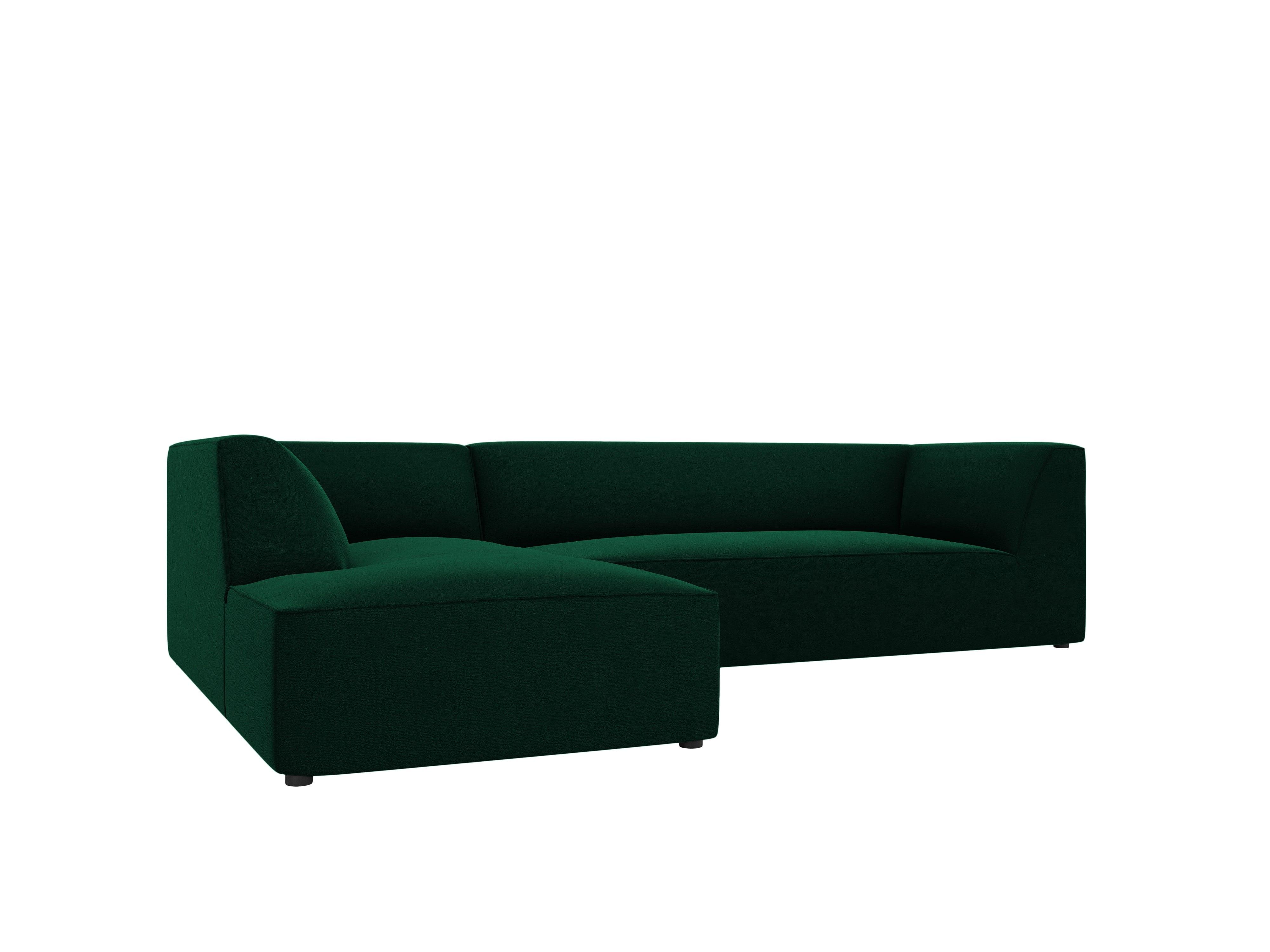 Narożnik aksamitny 4-osobowy lewostronny RUBY butelkowa zieleń Micadoni    Eye on Design