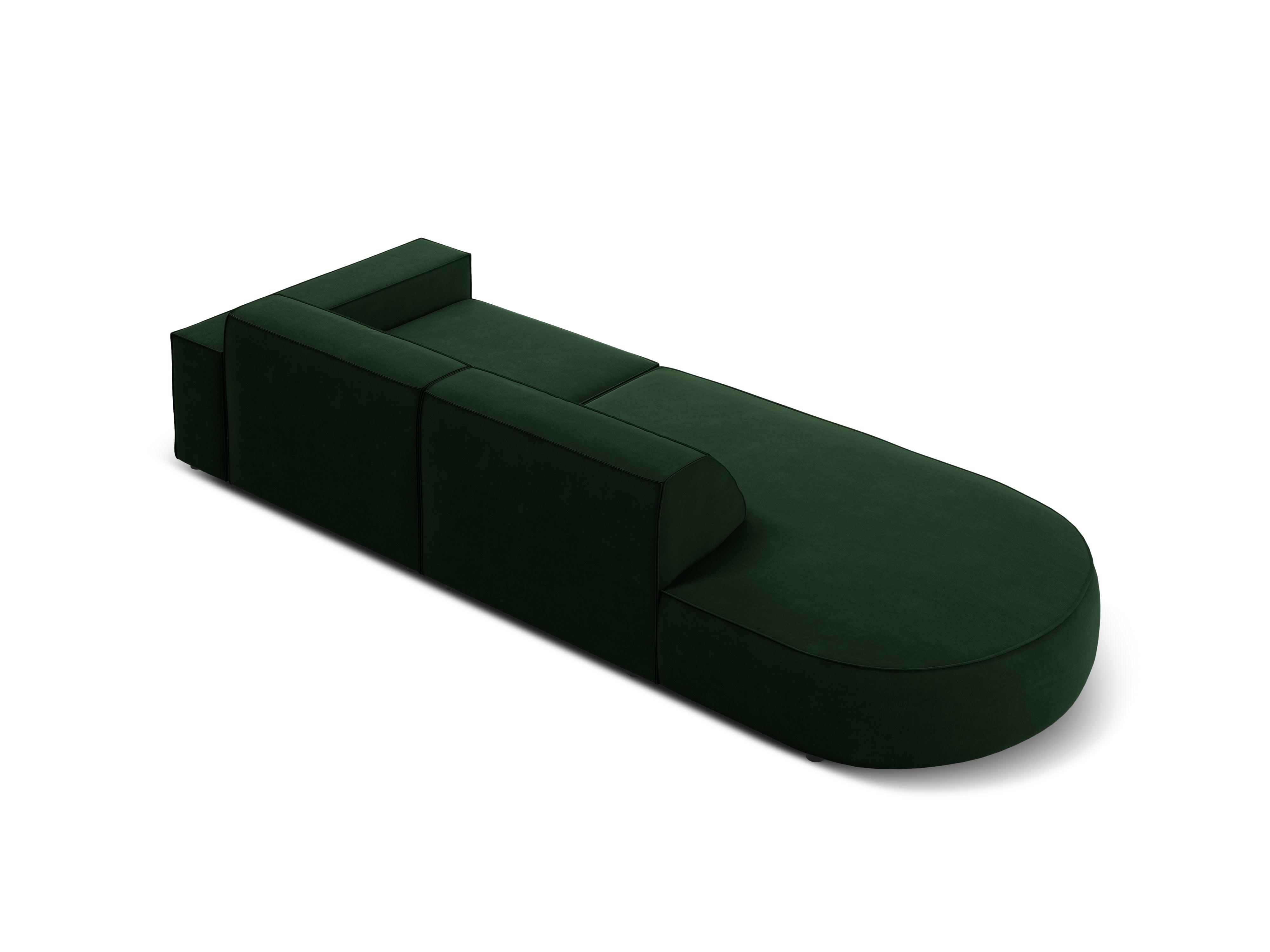 Sofa aksamitna lewostronna okrągła 3-osobowa JODIE butelkowa zieleń Micadoni    Eye on Design
