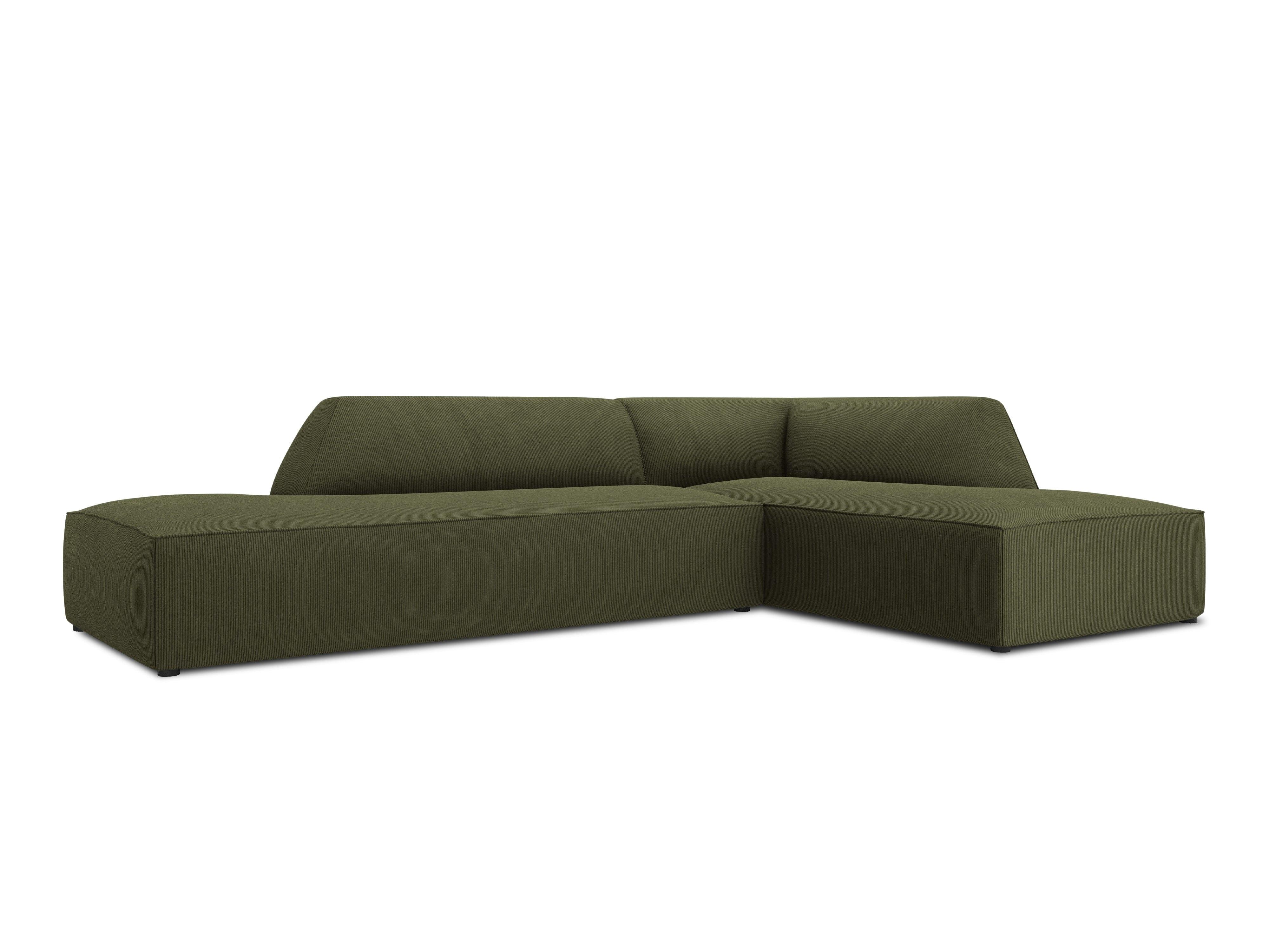 Sofa narożna sztruksowa prawostronny RUBY zielony Micadoni    Eye on Design