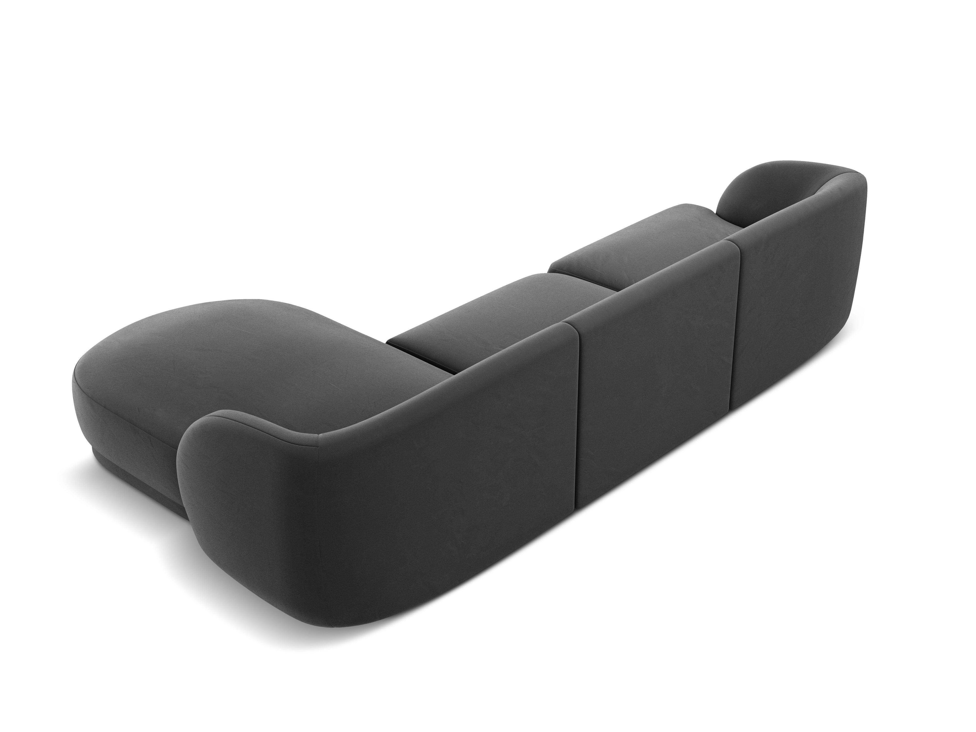 Narożnik aksamitny 4-osobowy prawostronny MILEY ciemnoszary Micadoni    Eye on Design