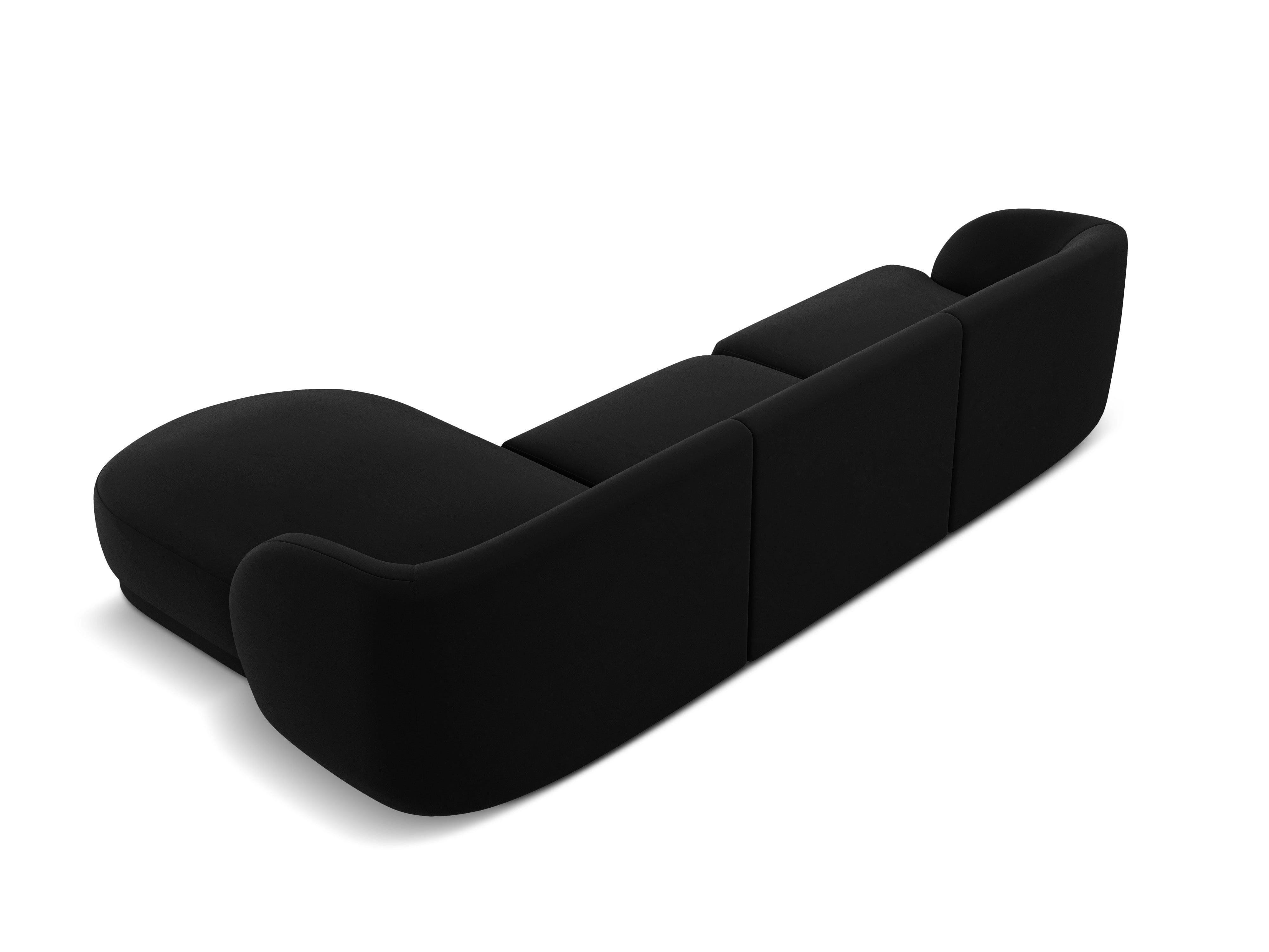 Narożnik aksamitny 4-osobowy prawostronny MILEY czarny Micadoni    Eye on Design