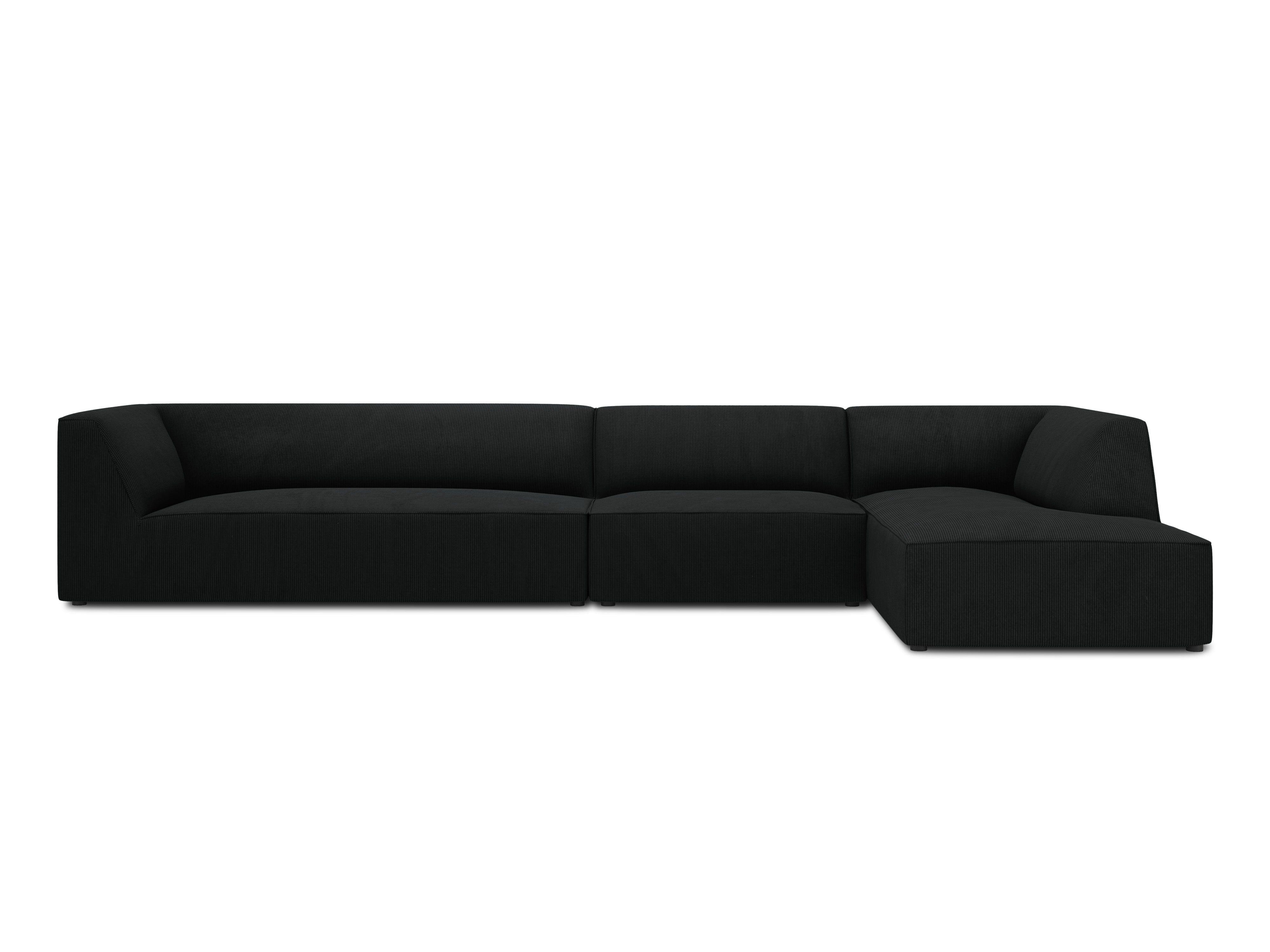 Narożnik sztruksowy 5-osobowy prawostronny RUBY czarny Micadoni    Eye on Design