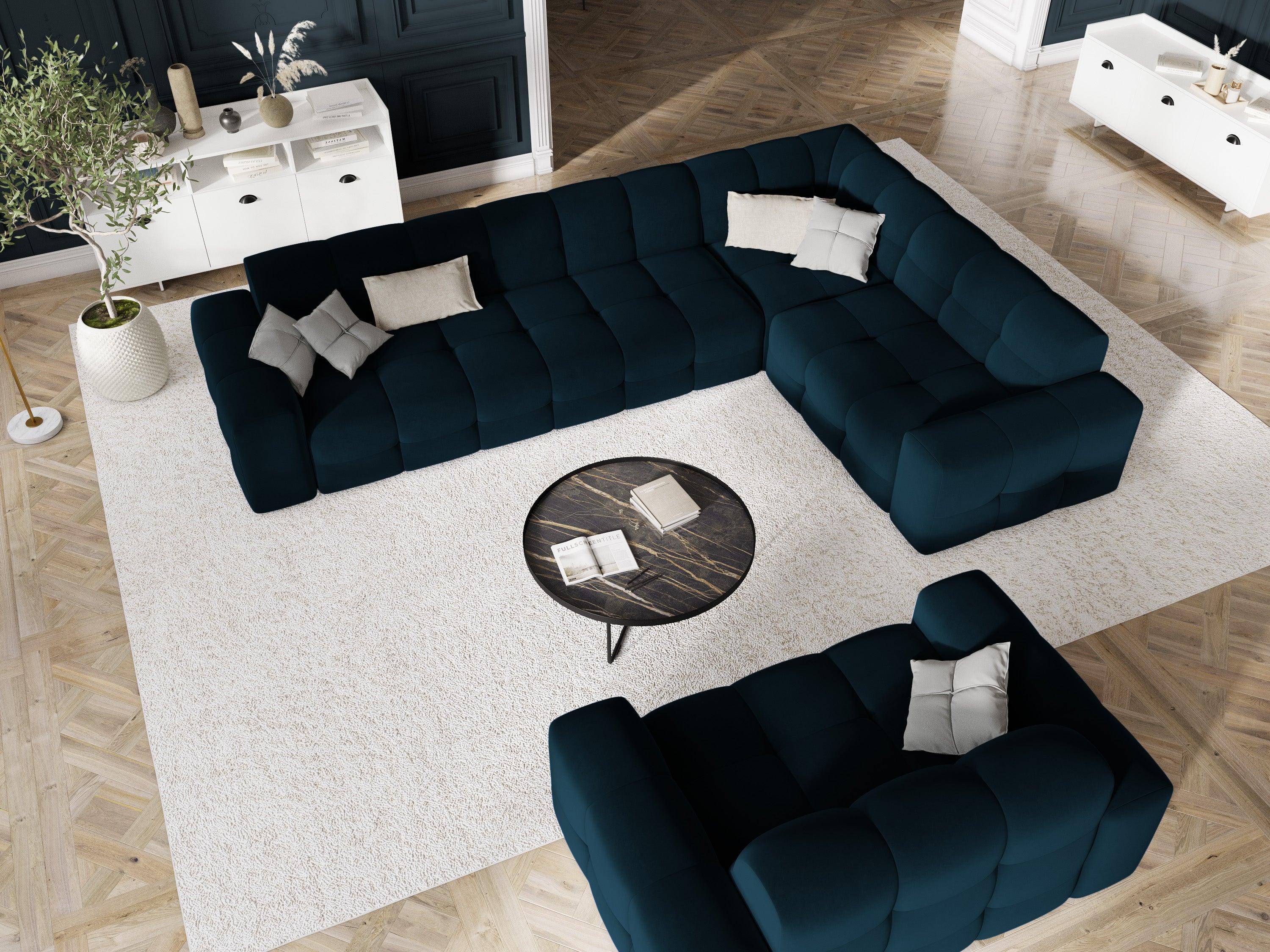 Narożnik prawostronny 6-osobowy KENDAL granatowy Micadoni    Eye on Design