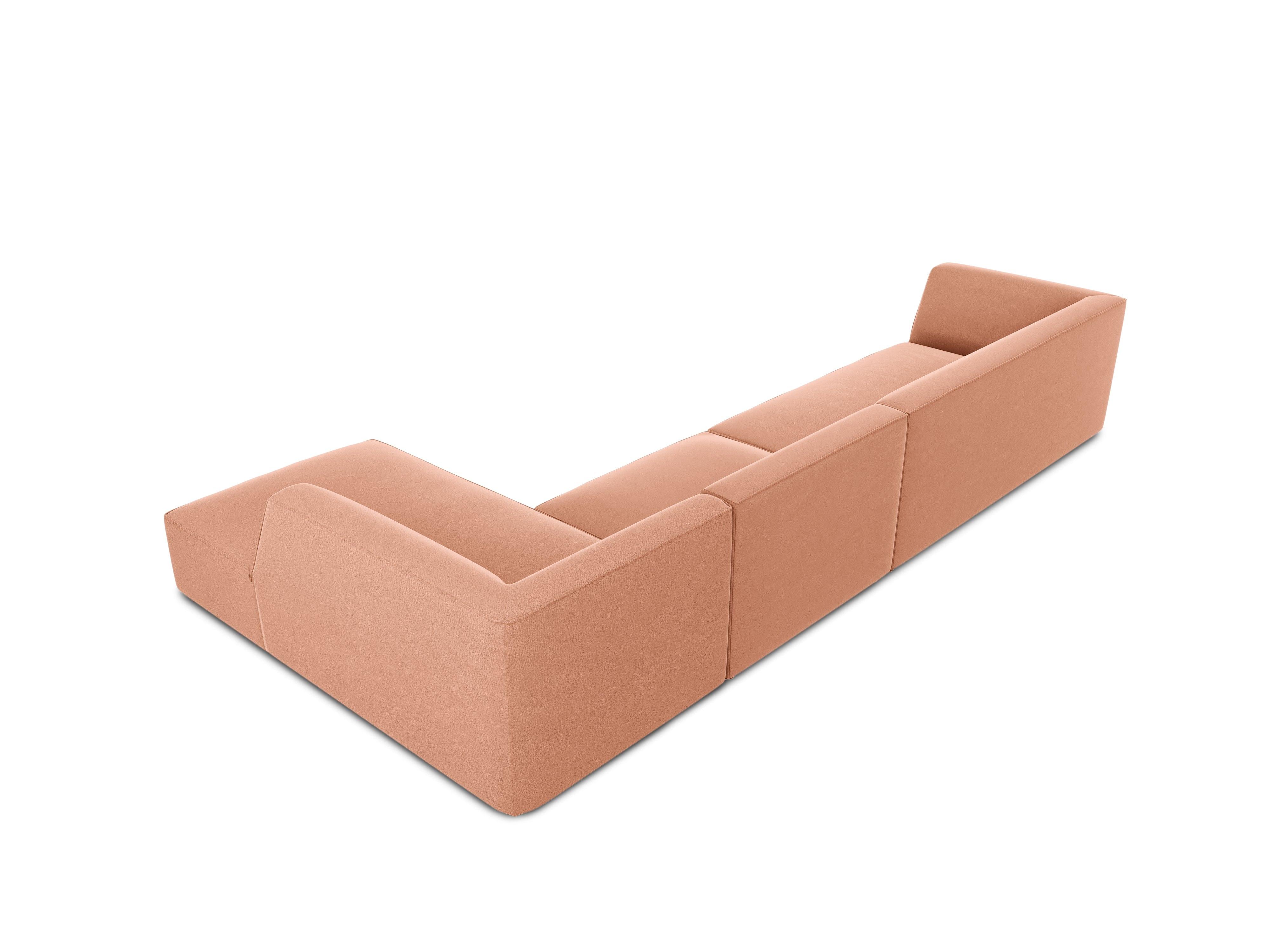 Narożnik aksamitny 5-osobowy prawostronny RUBY łososiowy Micadoni    Eye on Design