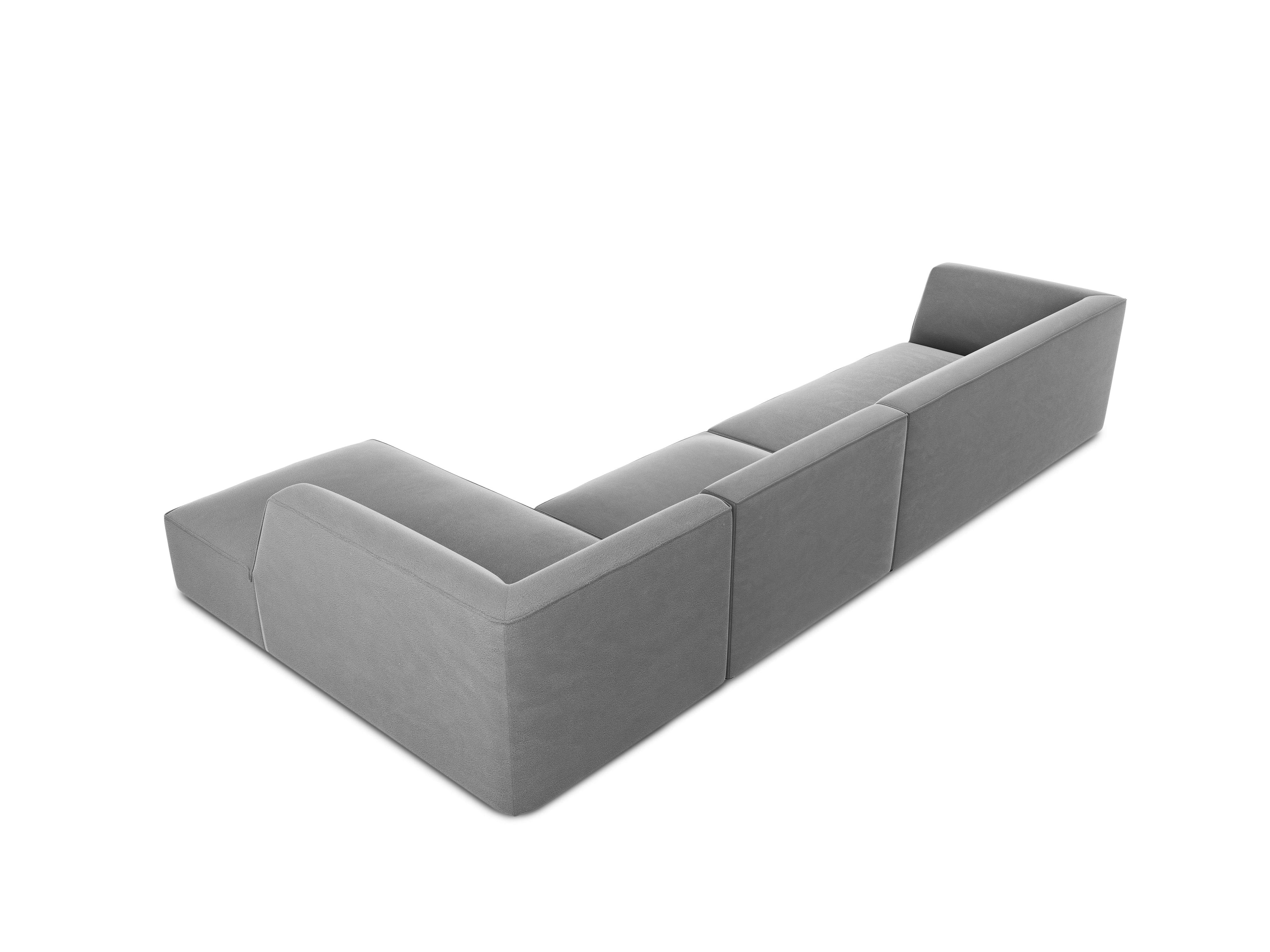 Narożnik aksamitny 5-osobowy prawostronny RUBY jasnoszary Micadoni    Eye on Design