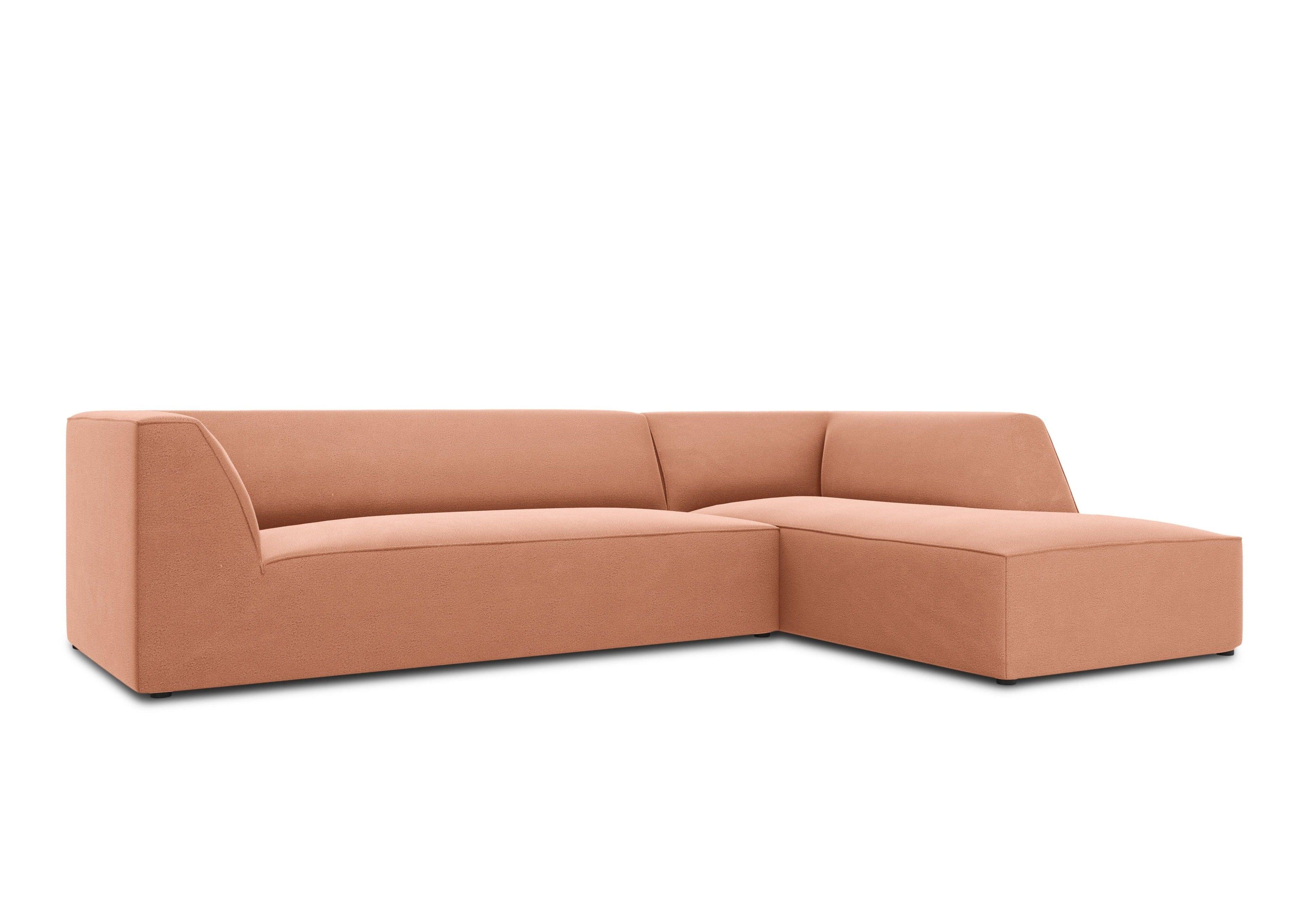 Narożnik aksamitny 4-osobowy prawostronny RUBY łososiowy Micadoni    Eye on Design