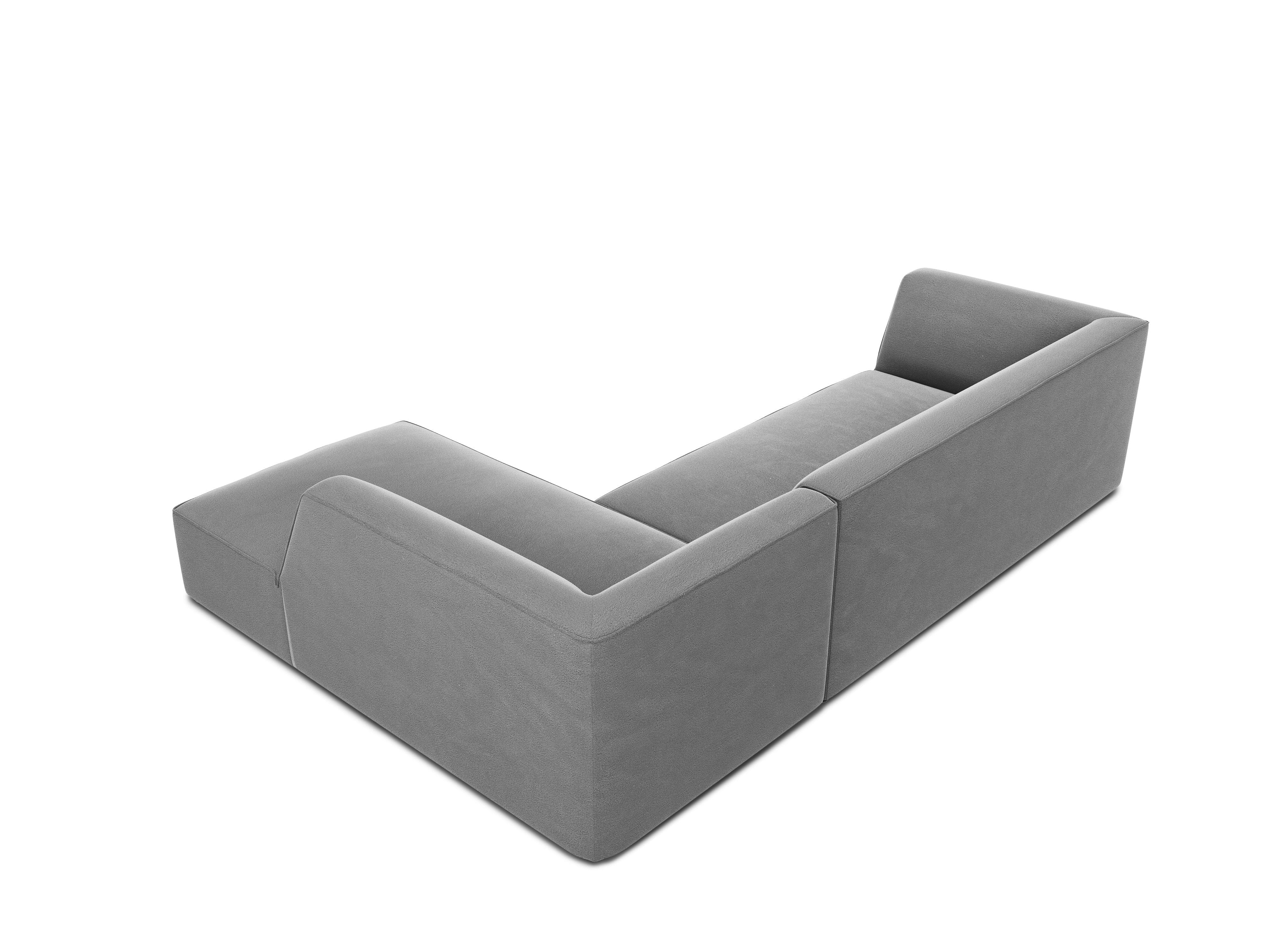 Narożnik aksamitny 4-osobowy prawostronny RUBY jasnoszary Micadoni    Eye on Design