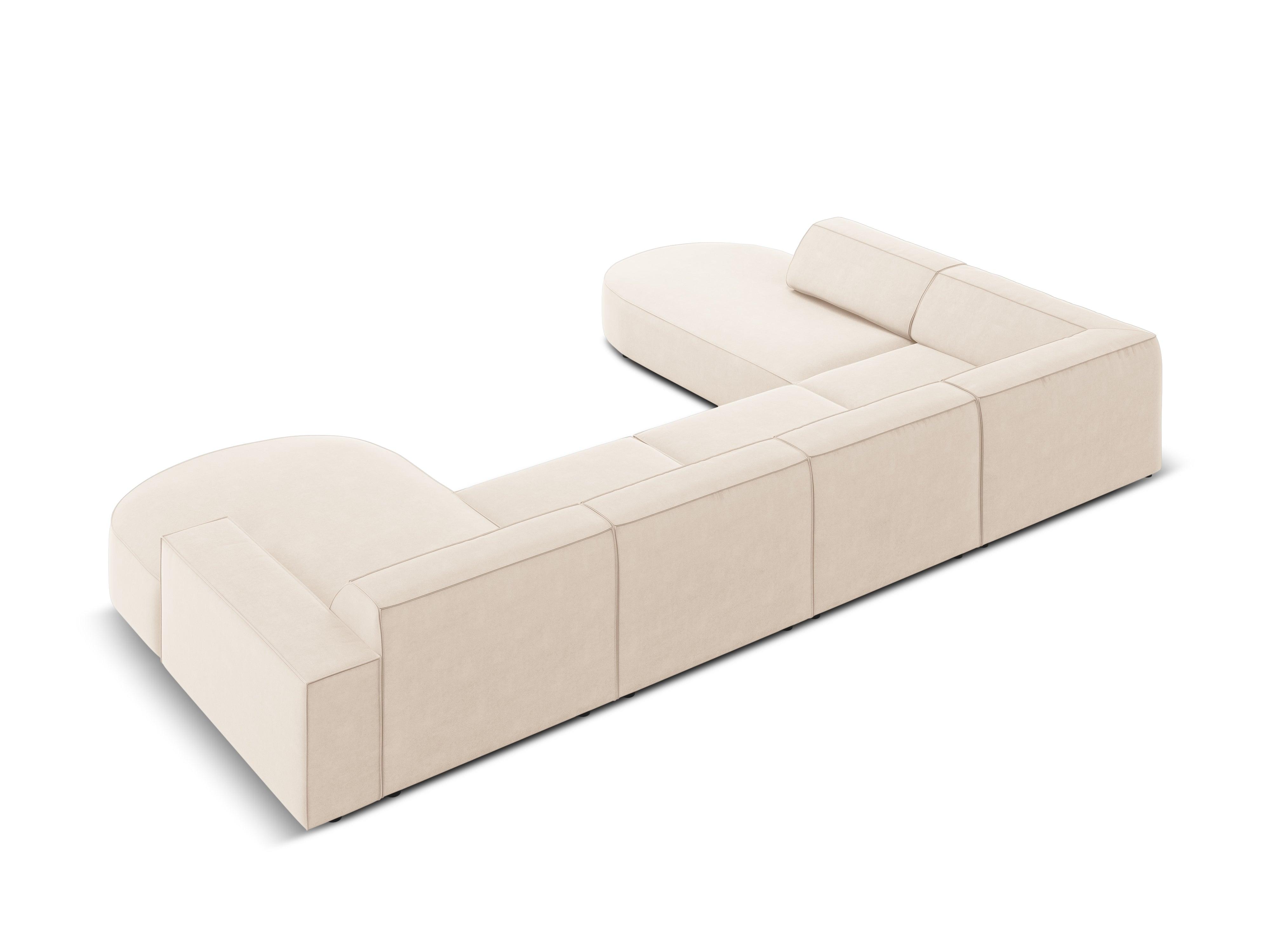 Sofa panoramiczna aksamitna lewostronna okrągła JODIE jasnobeżowy Micadoni    Eye on Design