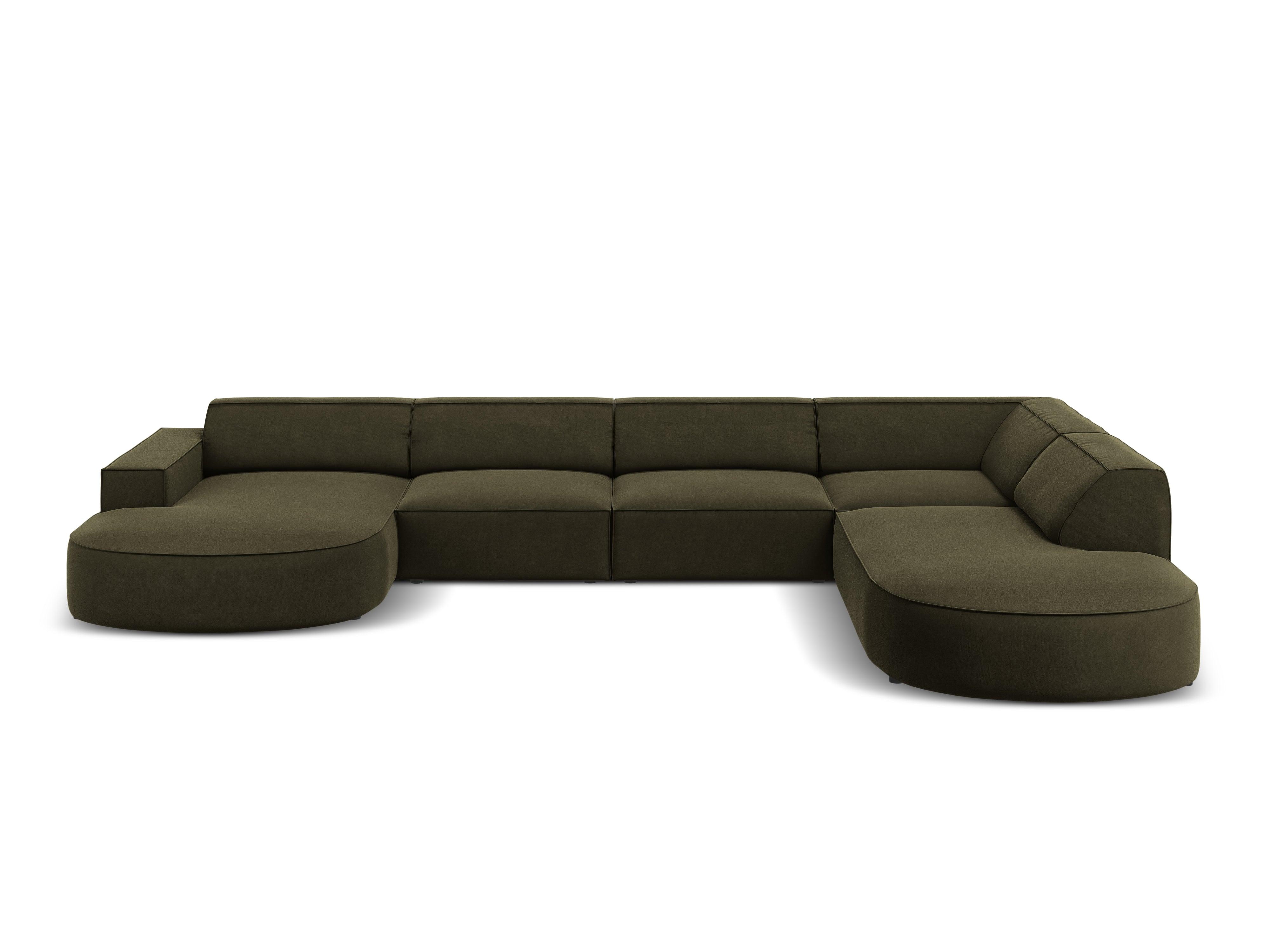 Sofa panoramiczna aksamitna prawostronna okrągła JODIE zielony Micadoni    Eye on Design