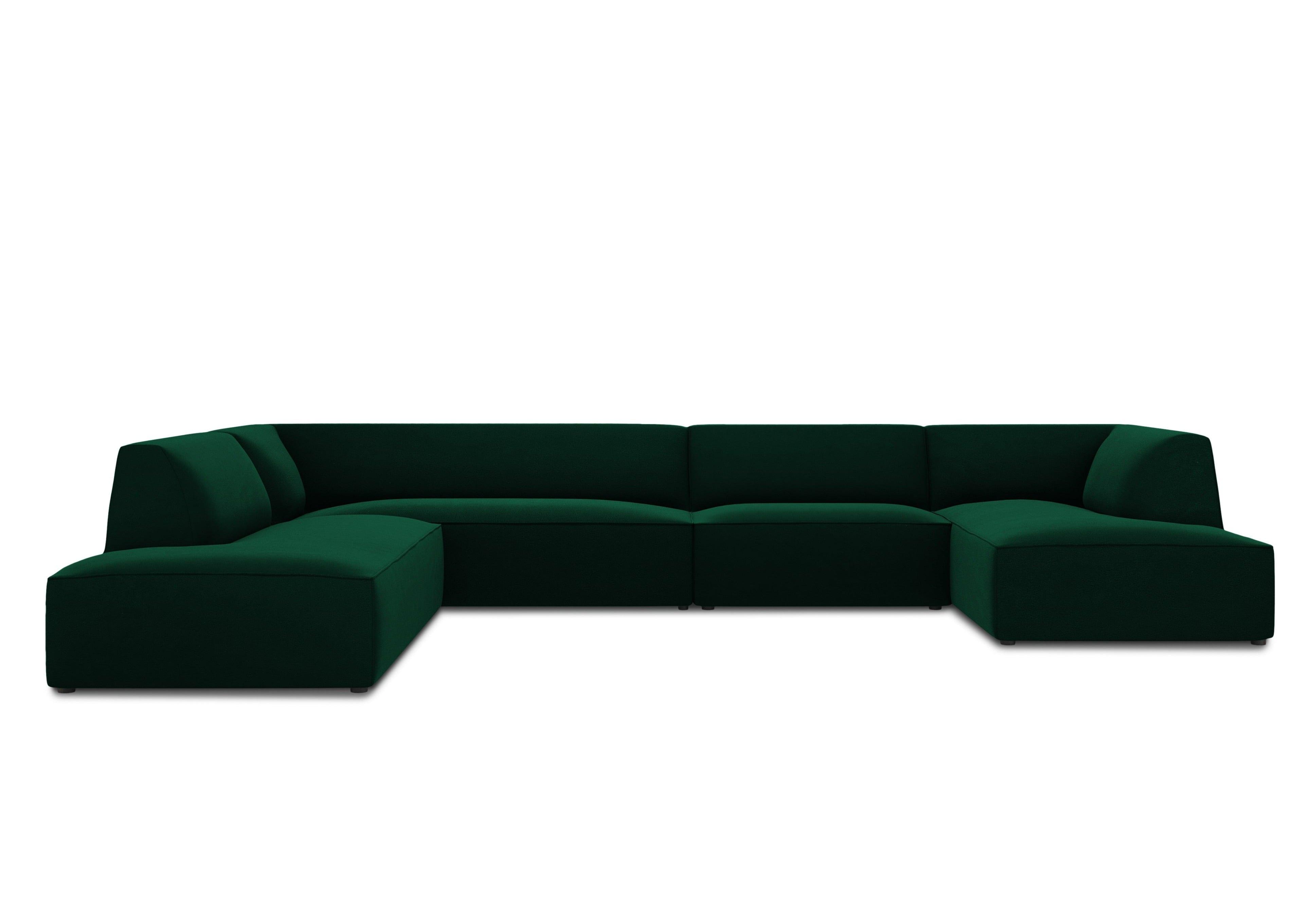 Narożnik w kształcie U aksamitny lewostronny RUBY butelkowa zieleń Micadoni    Eye on Design