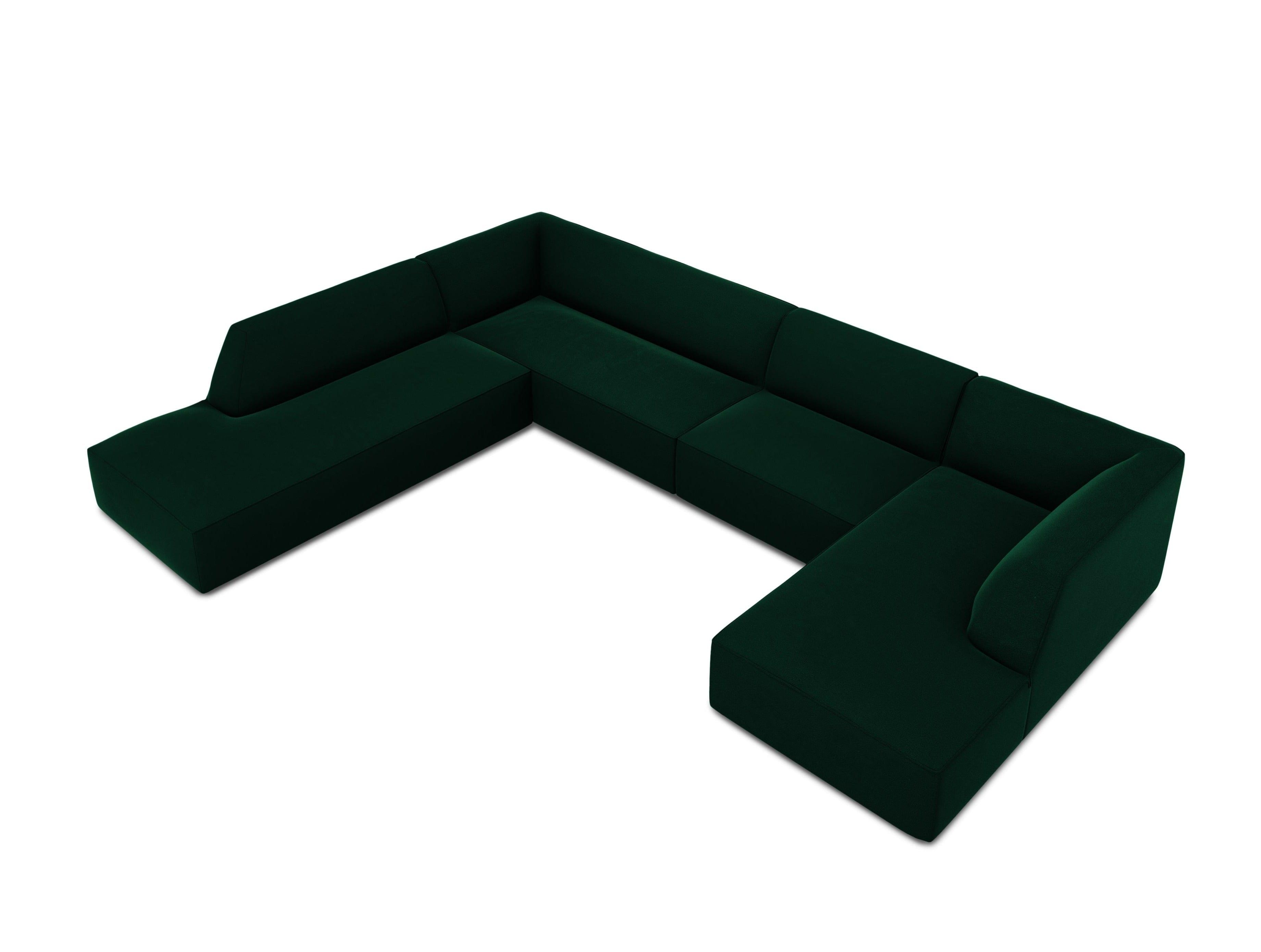 Narożnik w kształcie U aksamitny lewostronny RUBY butelkowa zieleń Micadoni    Eye on Design