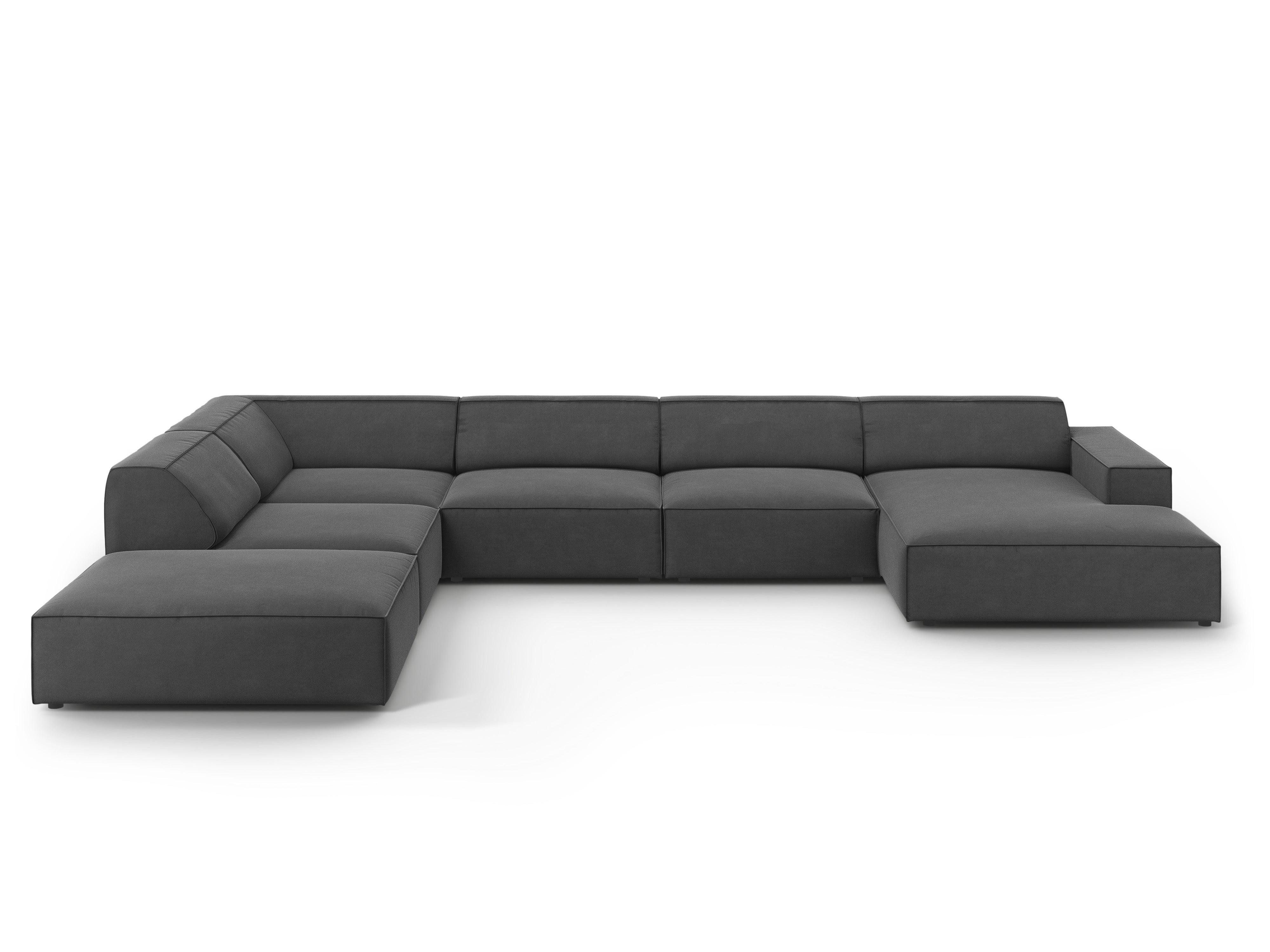 Sofa panoramiczna aksamitna lewostronna JODIE ciemnoszary Micadoni    Eye on Design
