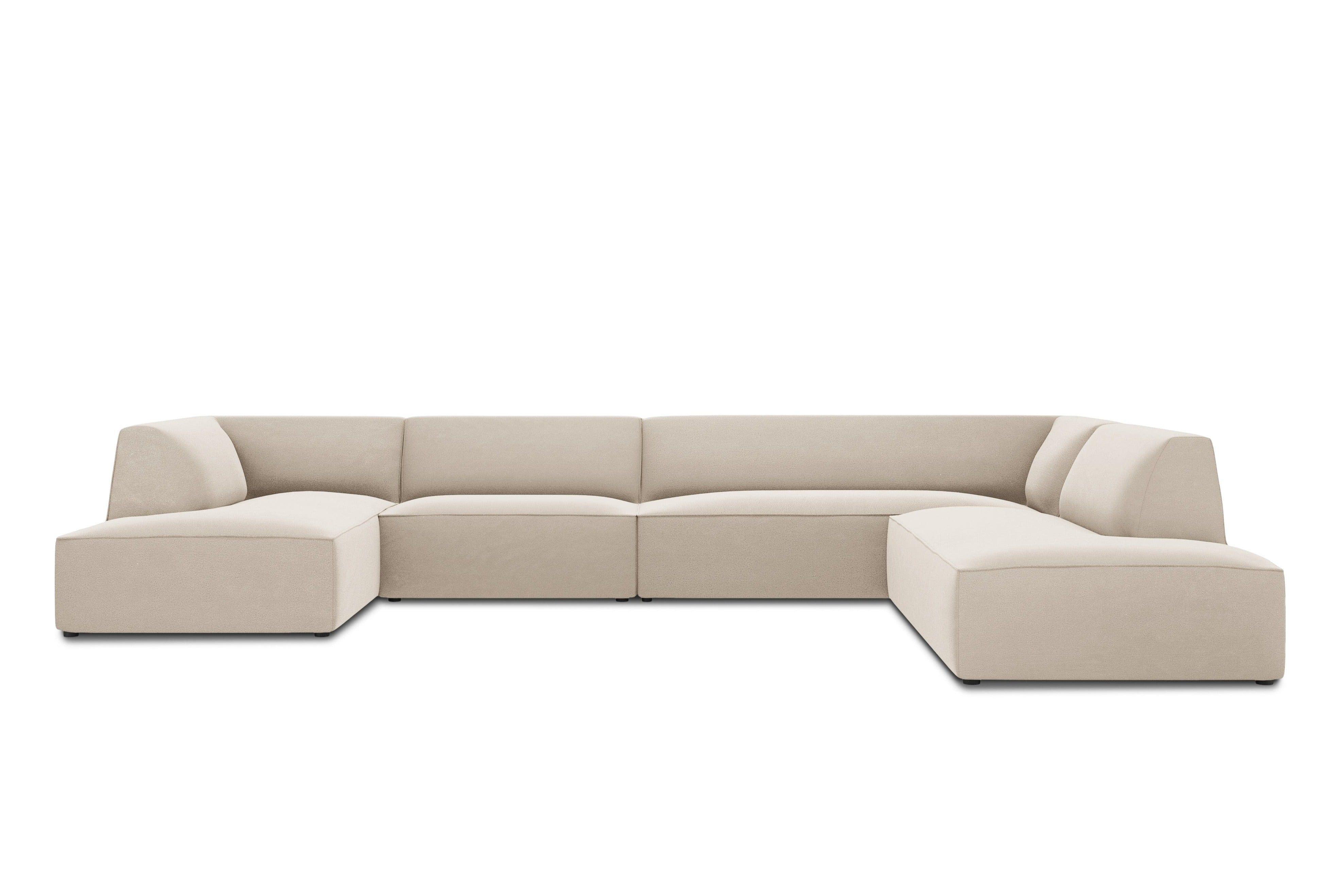 Narożnik w kształcie U aksamitny prawostronny RUBY beżowy Micadoni    Eye on Design