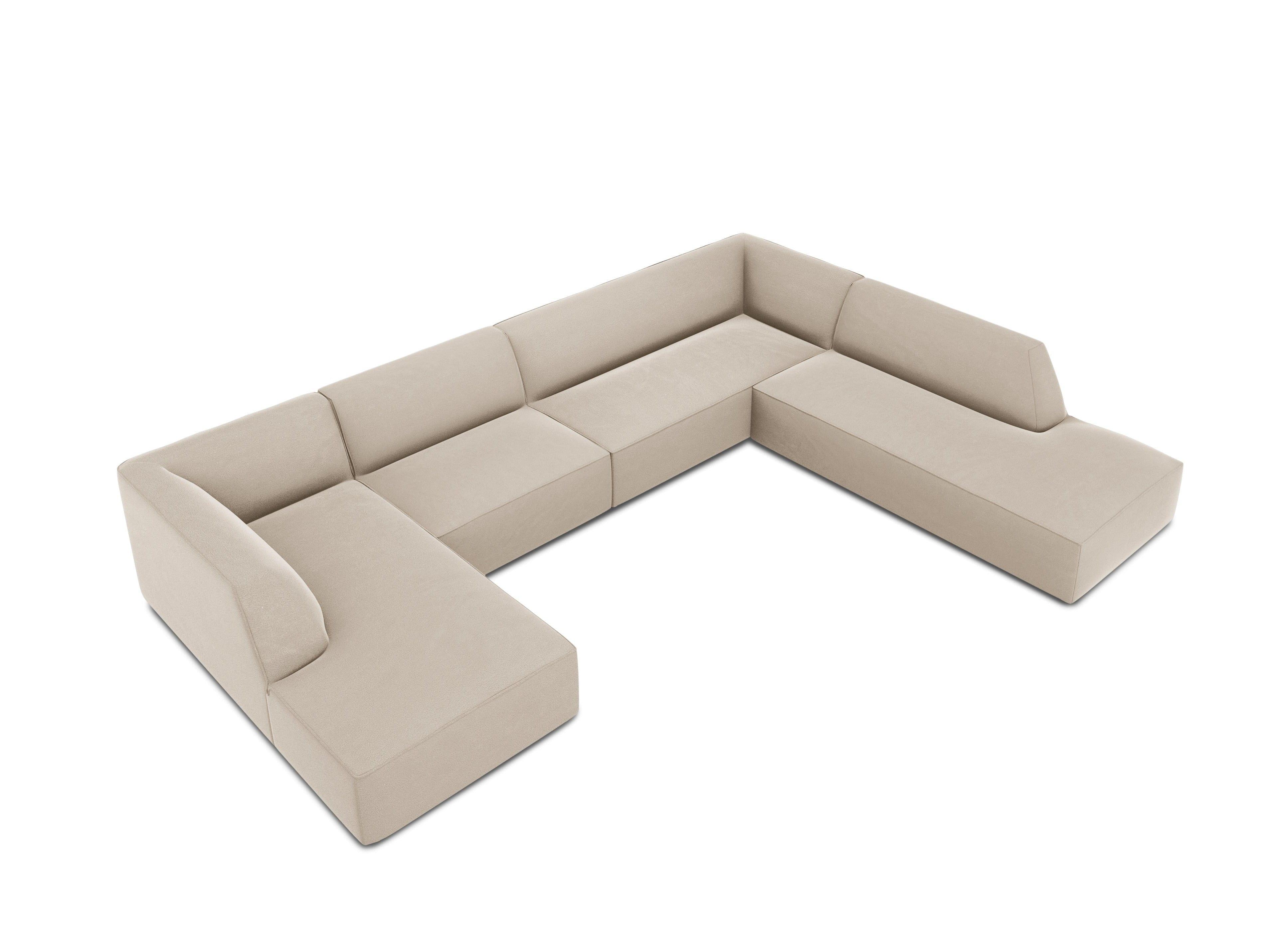 Narożnik w kształcie U aksamitny prawostronny RUBY beżowy Micadoni    Eye on Design