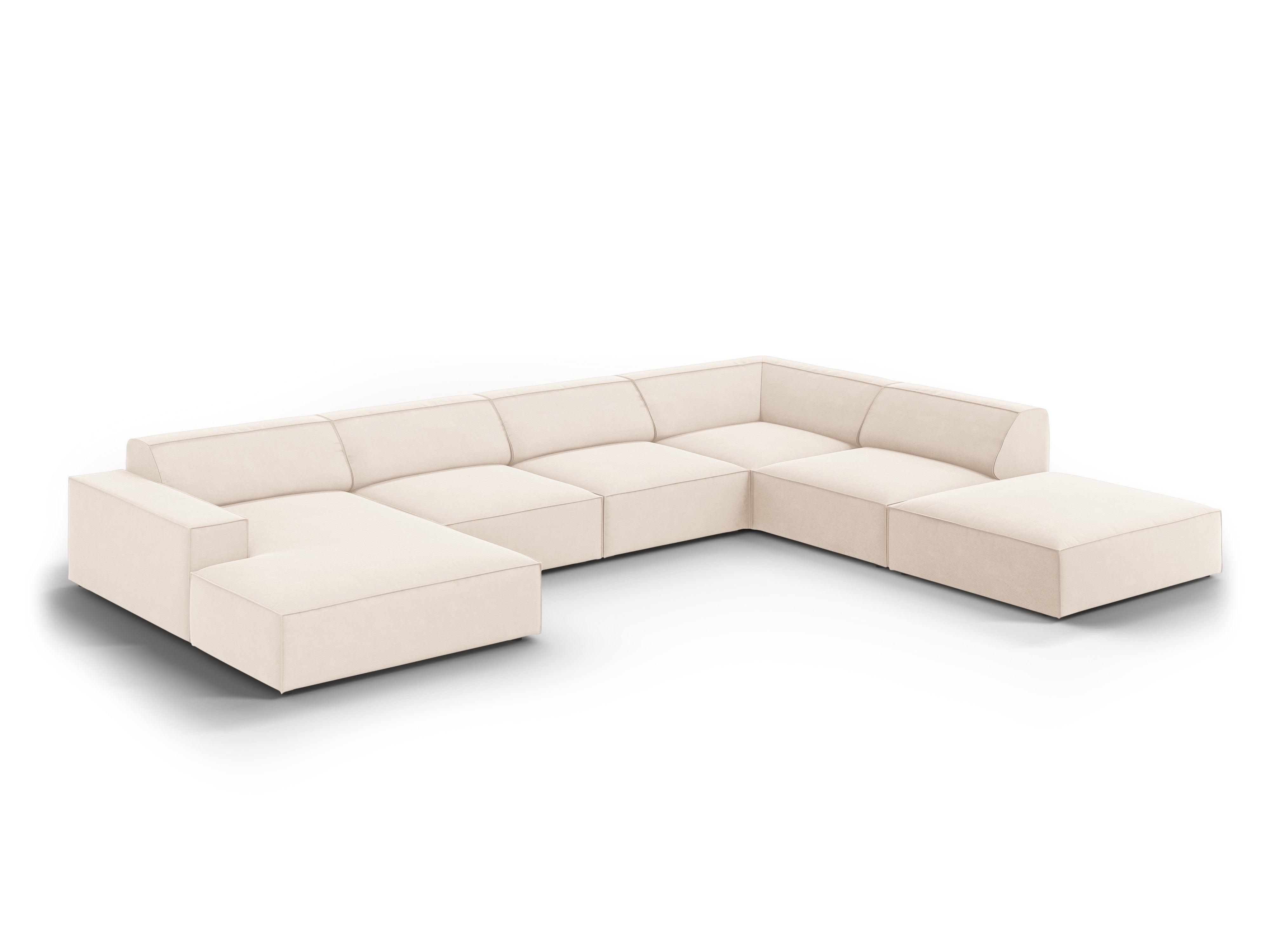 Sofa panoramiczna aksamitna prawostronna JODIE jasnobeżowy Micadoni    Eye on Design