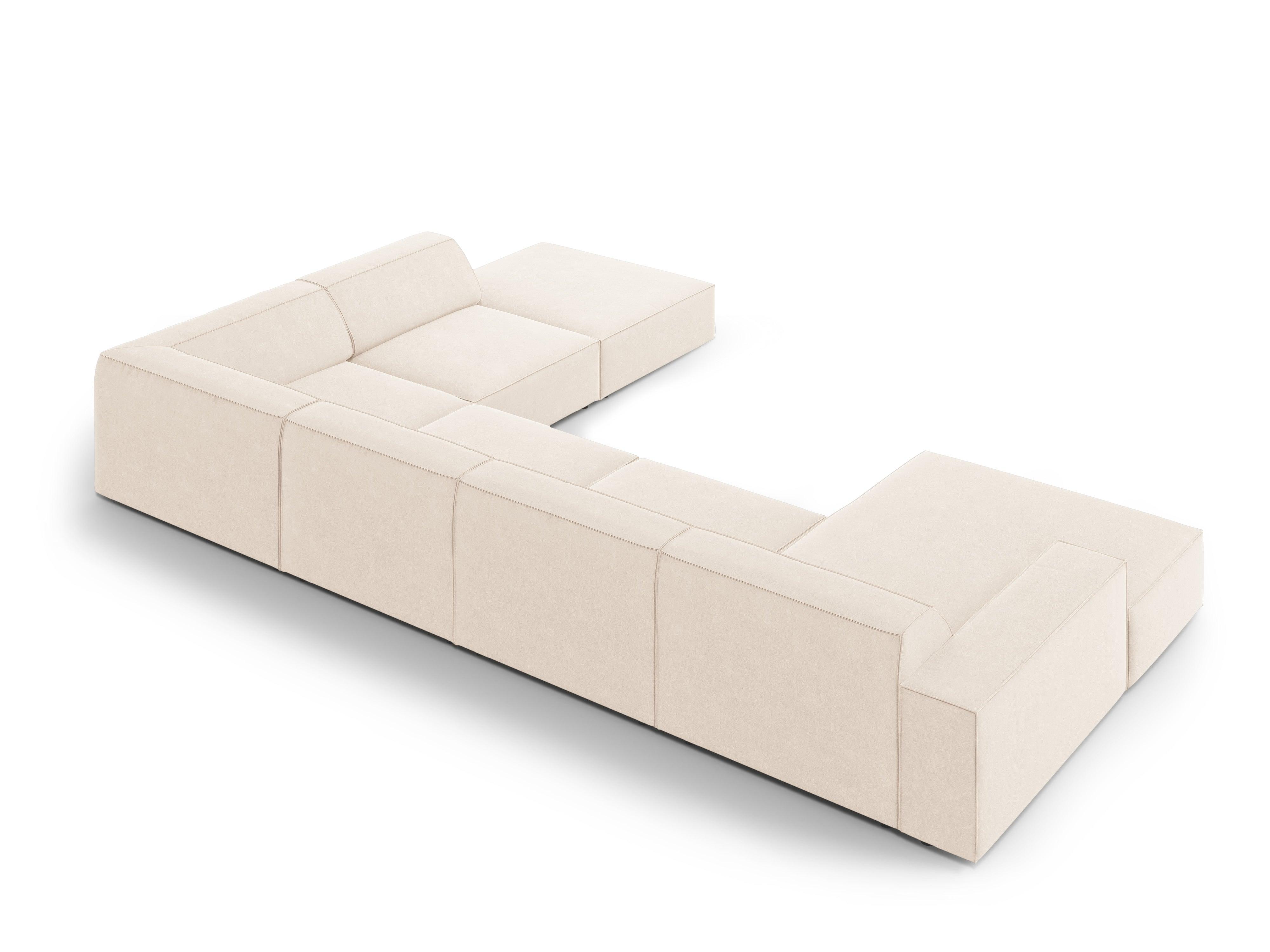 Sofa panoramiczna aksamitna prawostronna JODIE jasnobeżowy Micadoni    Eye on Design