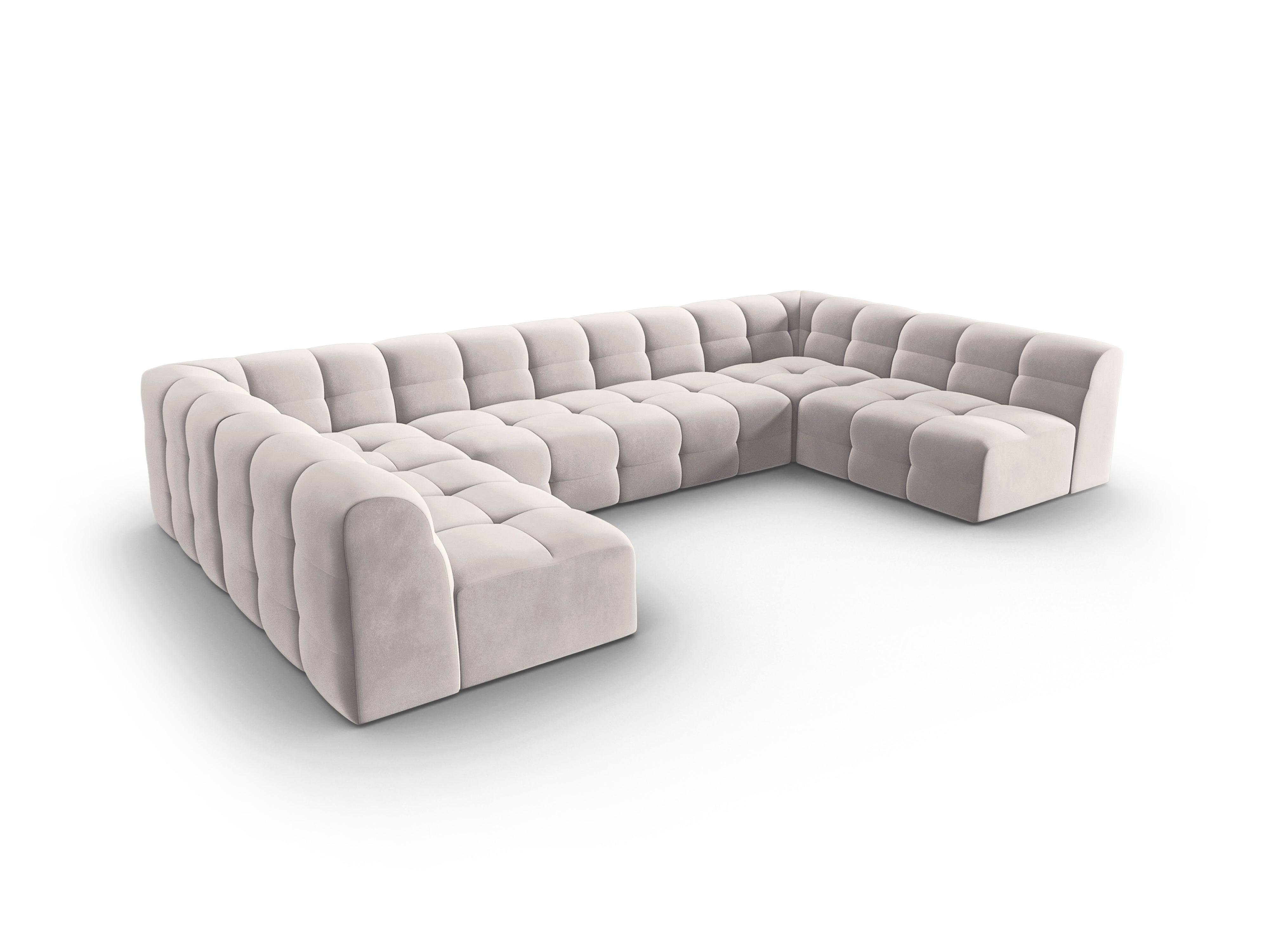 Narożnik aksamitny w kształcie U KENDAL jasnoszary Micadoni    Eye on Design